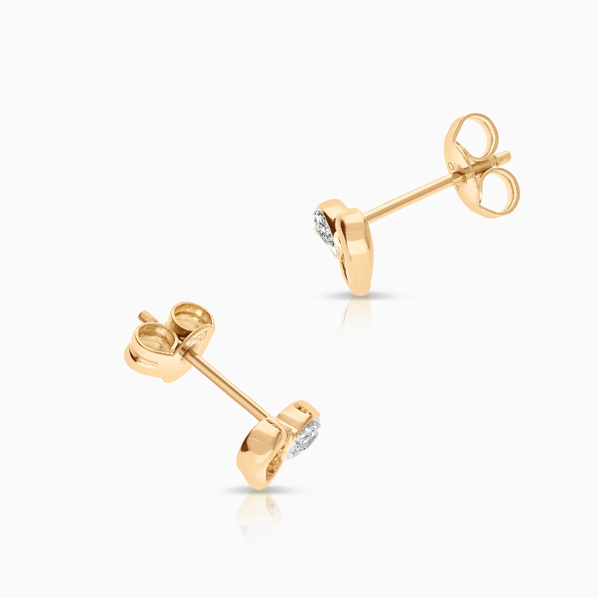 Heart earrings with diamonds 0.01ct 18K gold - Image 2
