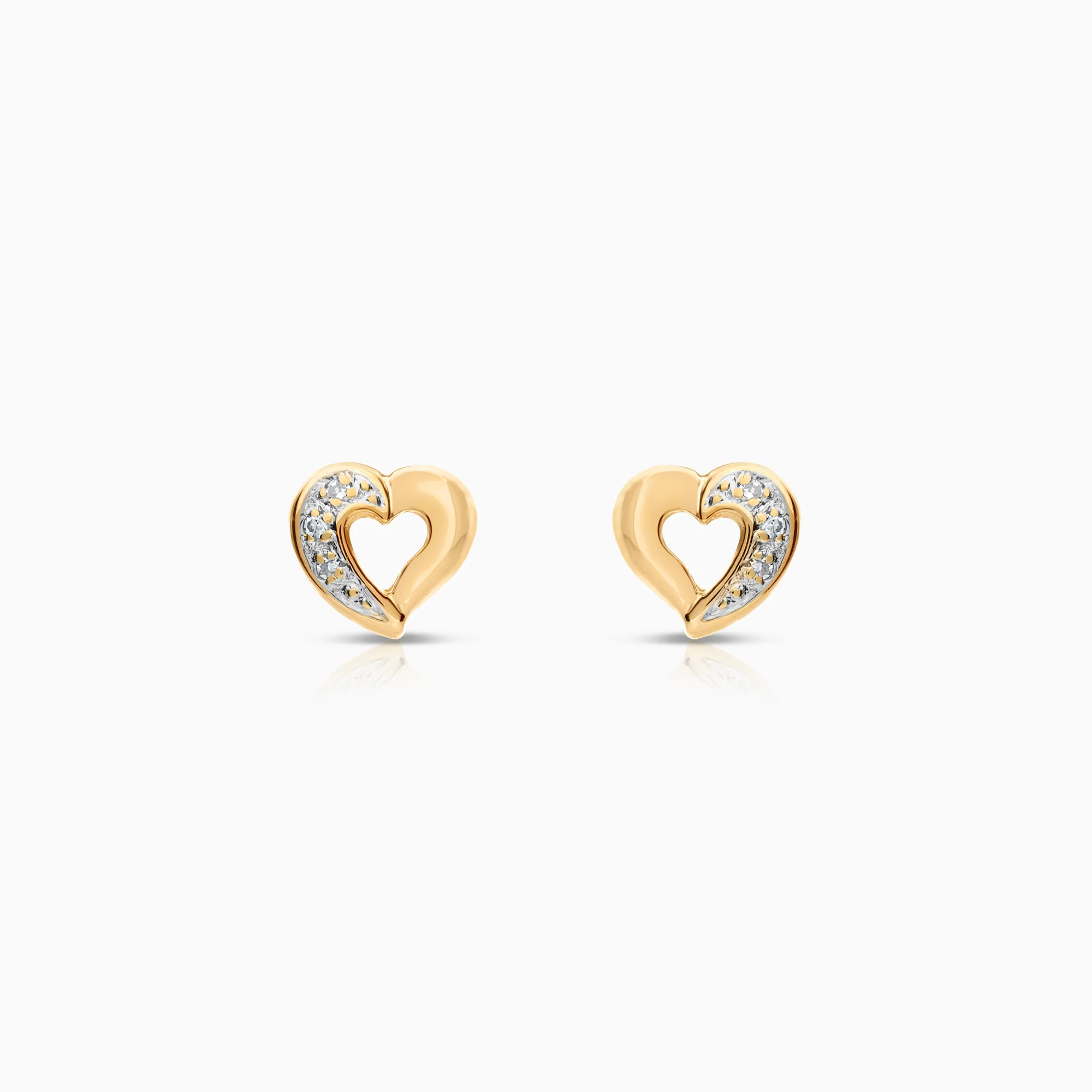 Heart earrings with diamonds 0.02ct 18K gold