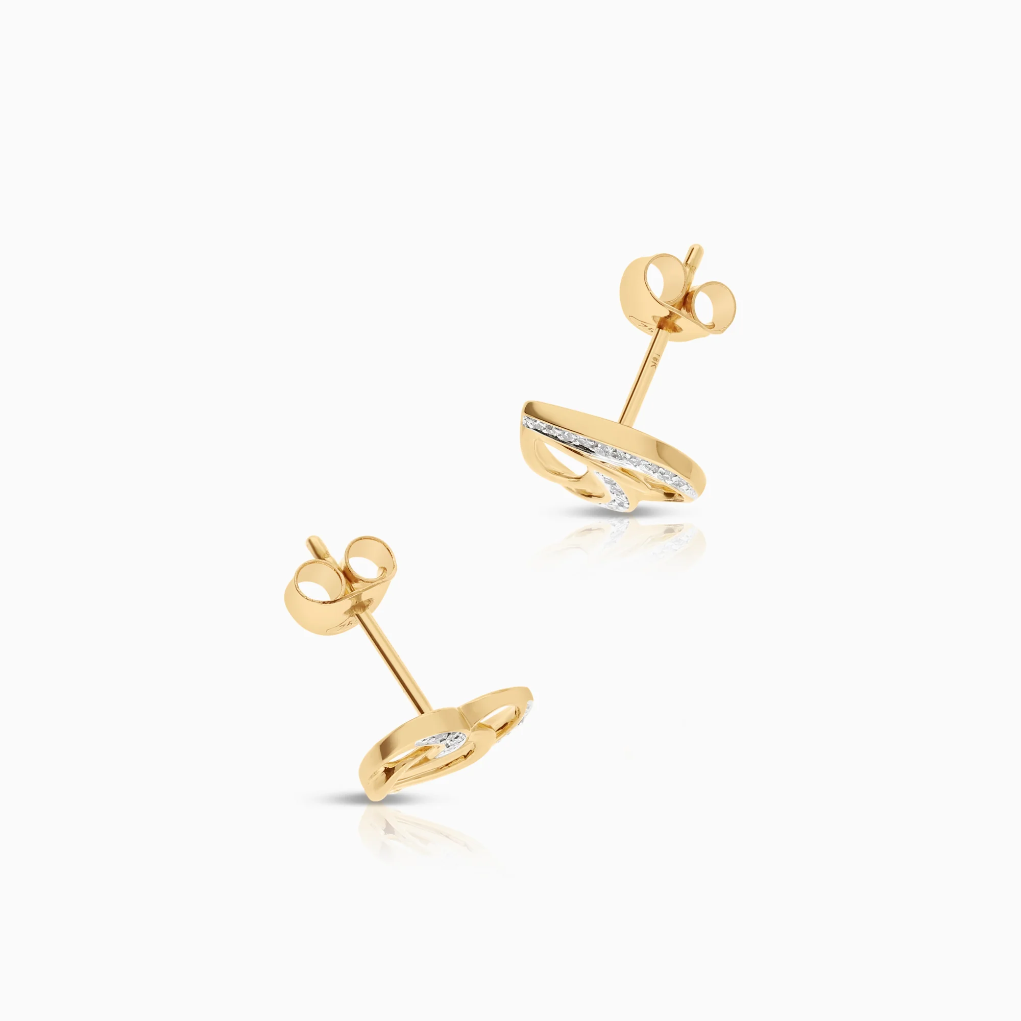 Heart earrings with diamonds 0.06ct 18K gold - Image 2