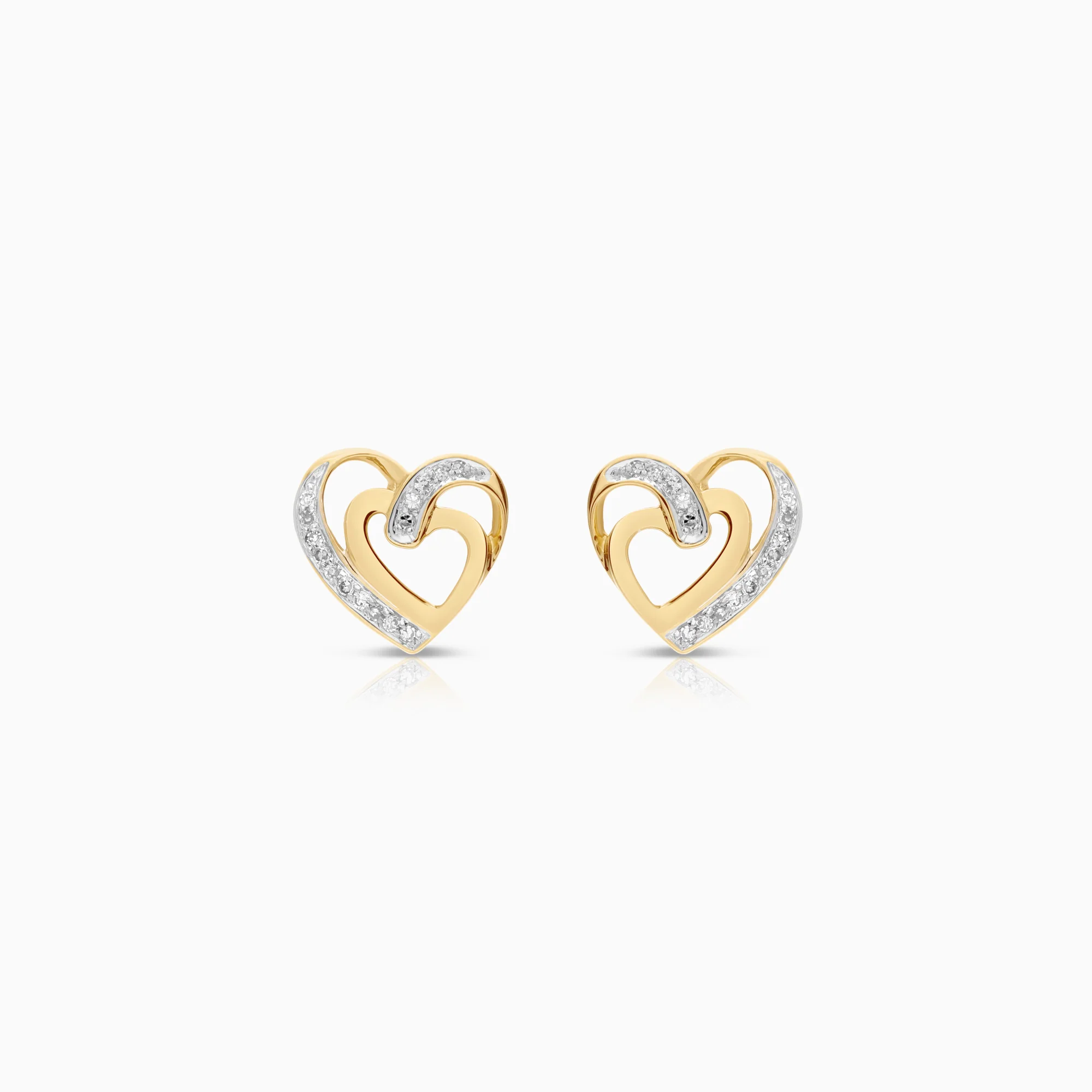 Heart earrings with diamonds 0.06ct 18K gold