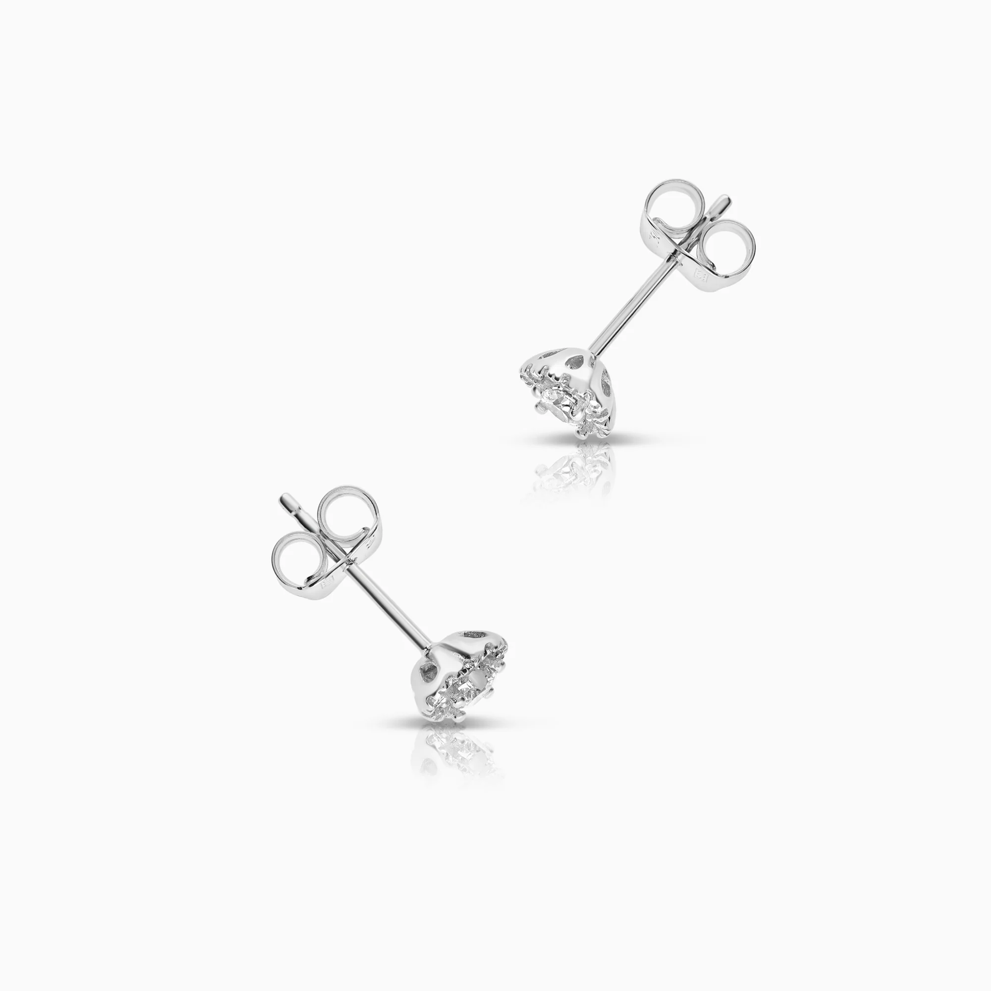 Heart earrings with Halo cubic zirconia 1.14g 18K white gold - Image 2
