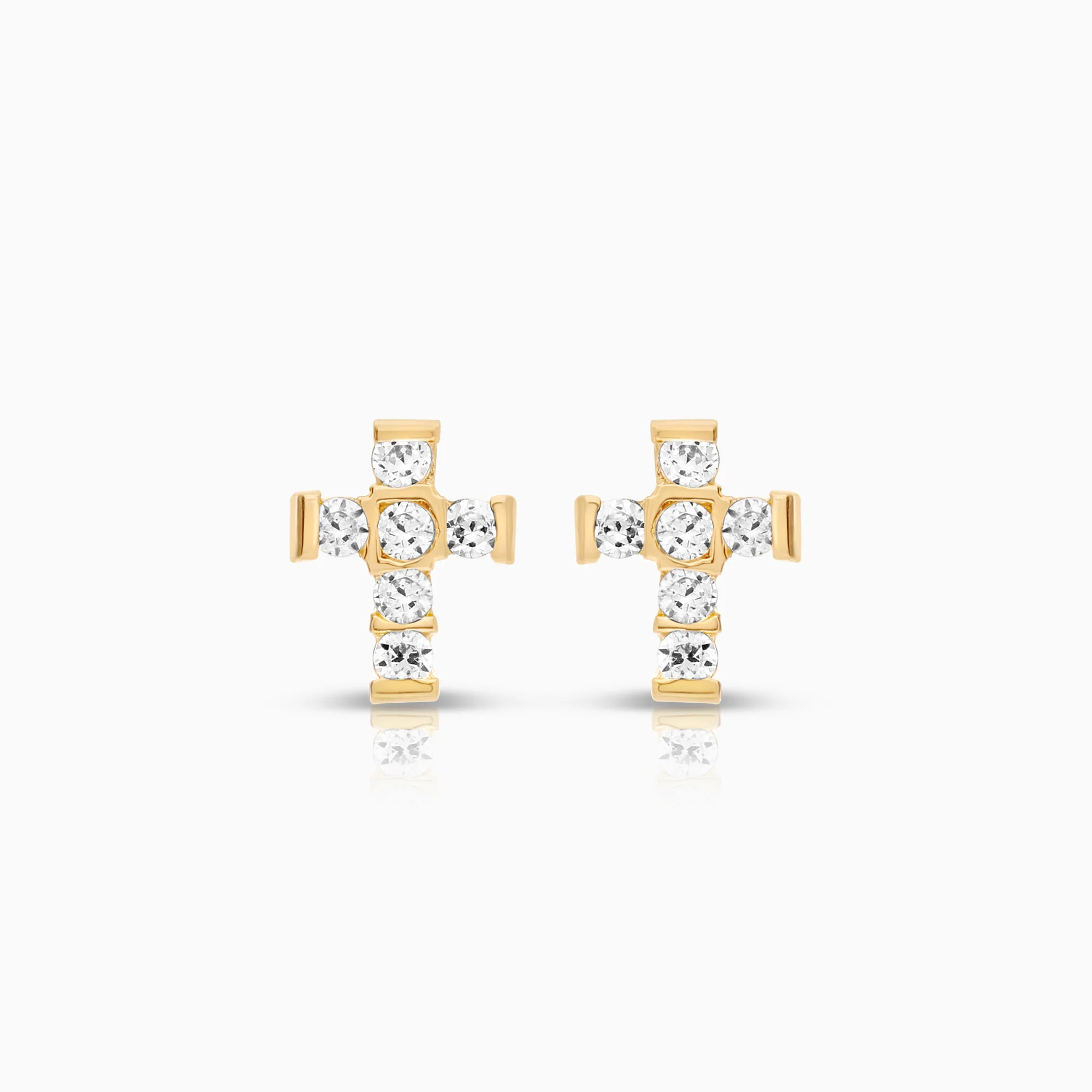Cross earrings cubic zirconia 0.79g 18K gold