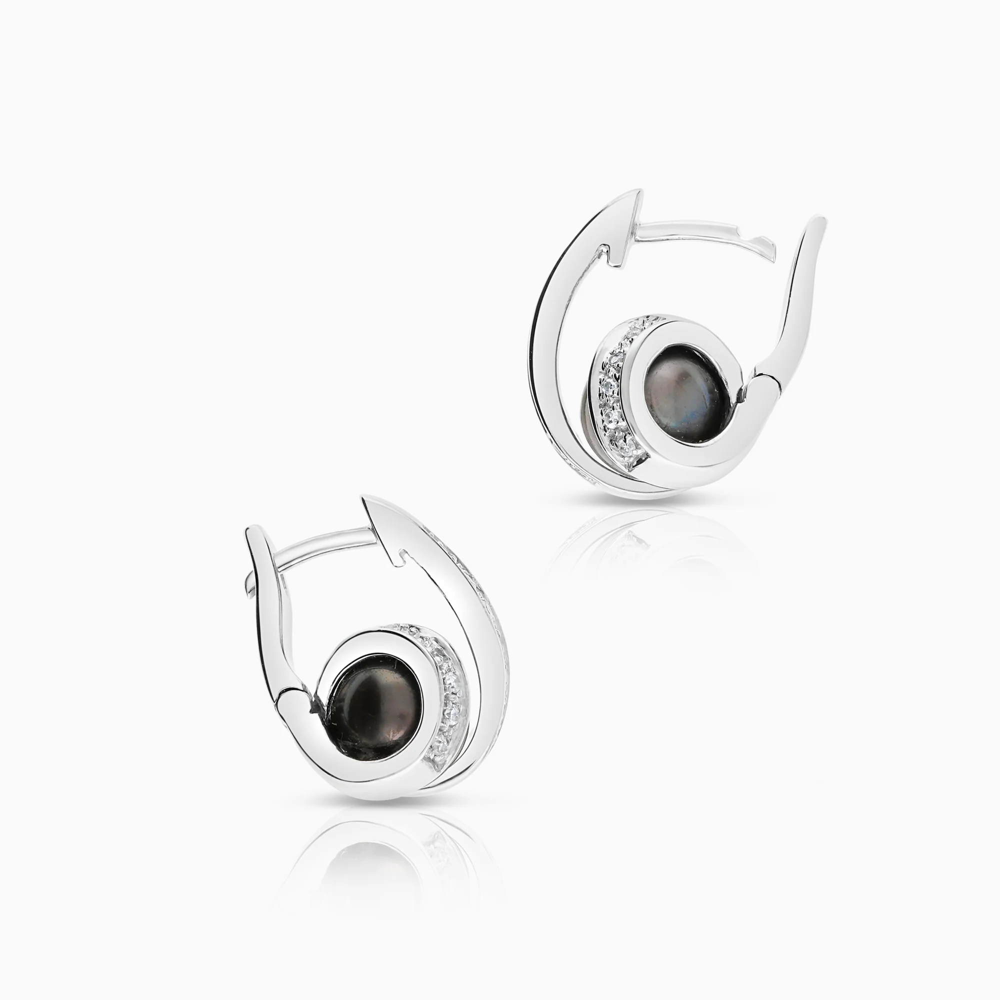 Earrings Tahitian pearls 5.54g 14K white gold - Image 2
