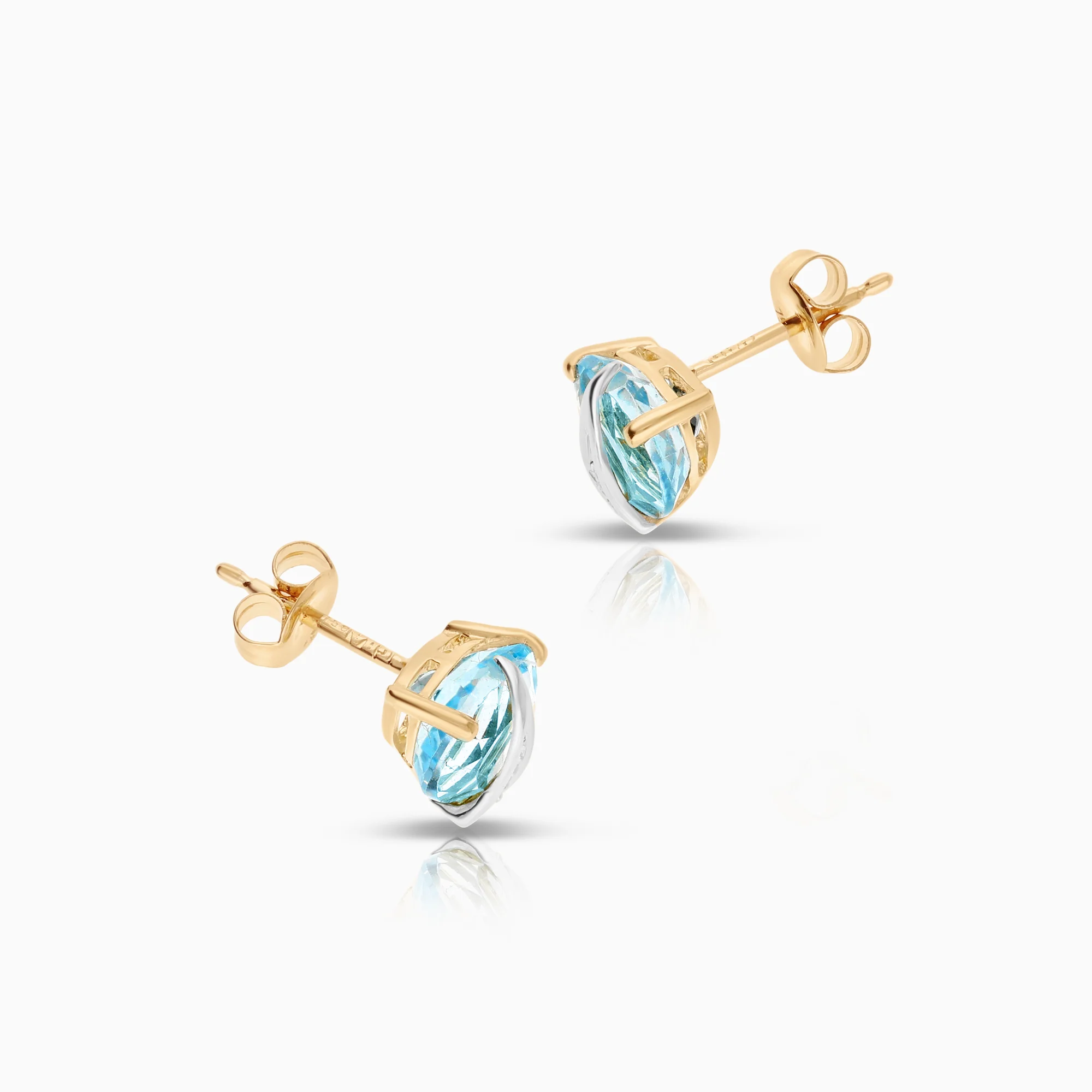 Earrings topazes diamonds 0.01ct 18K gold - Image 2