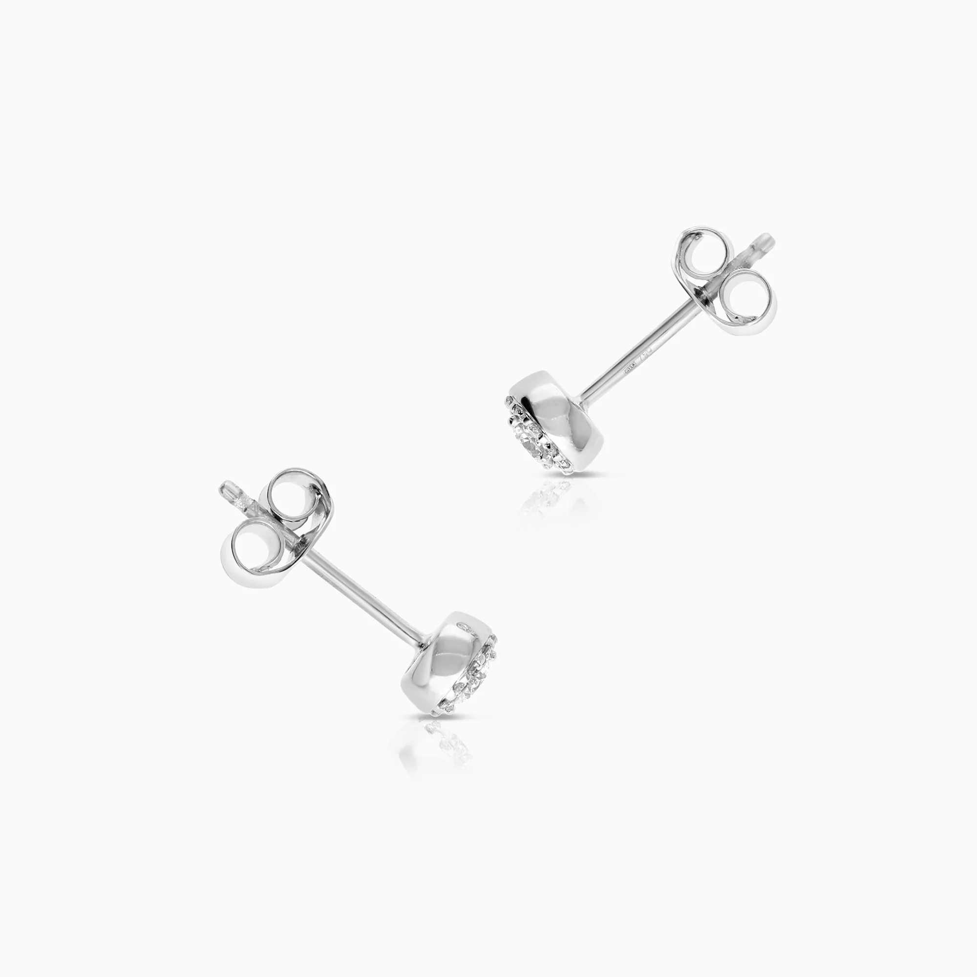 Halo earrings with diamonds 0.25ct 18K white gold - Image 2