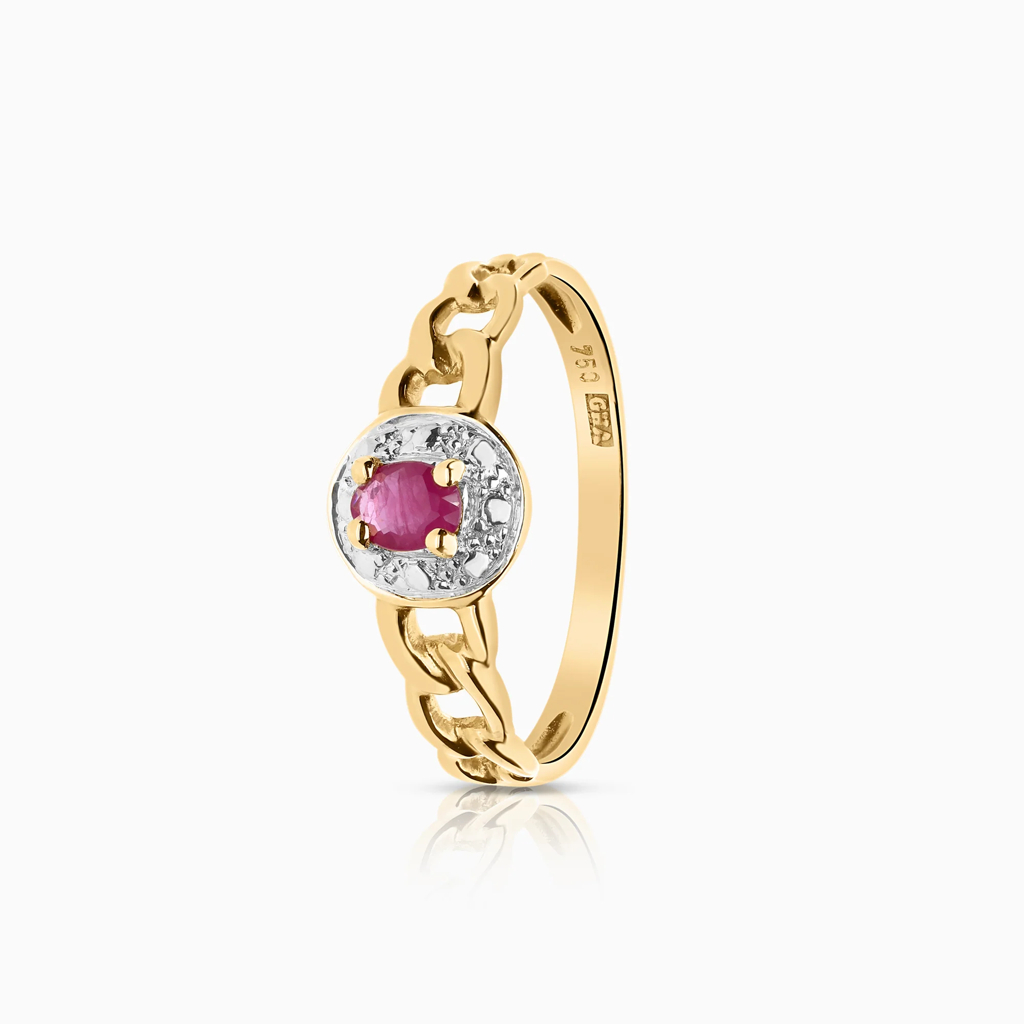 Curb ring with ruby 1.77g 18K gold