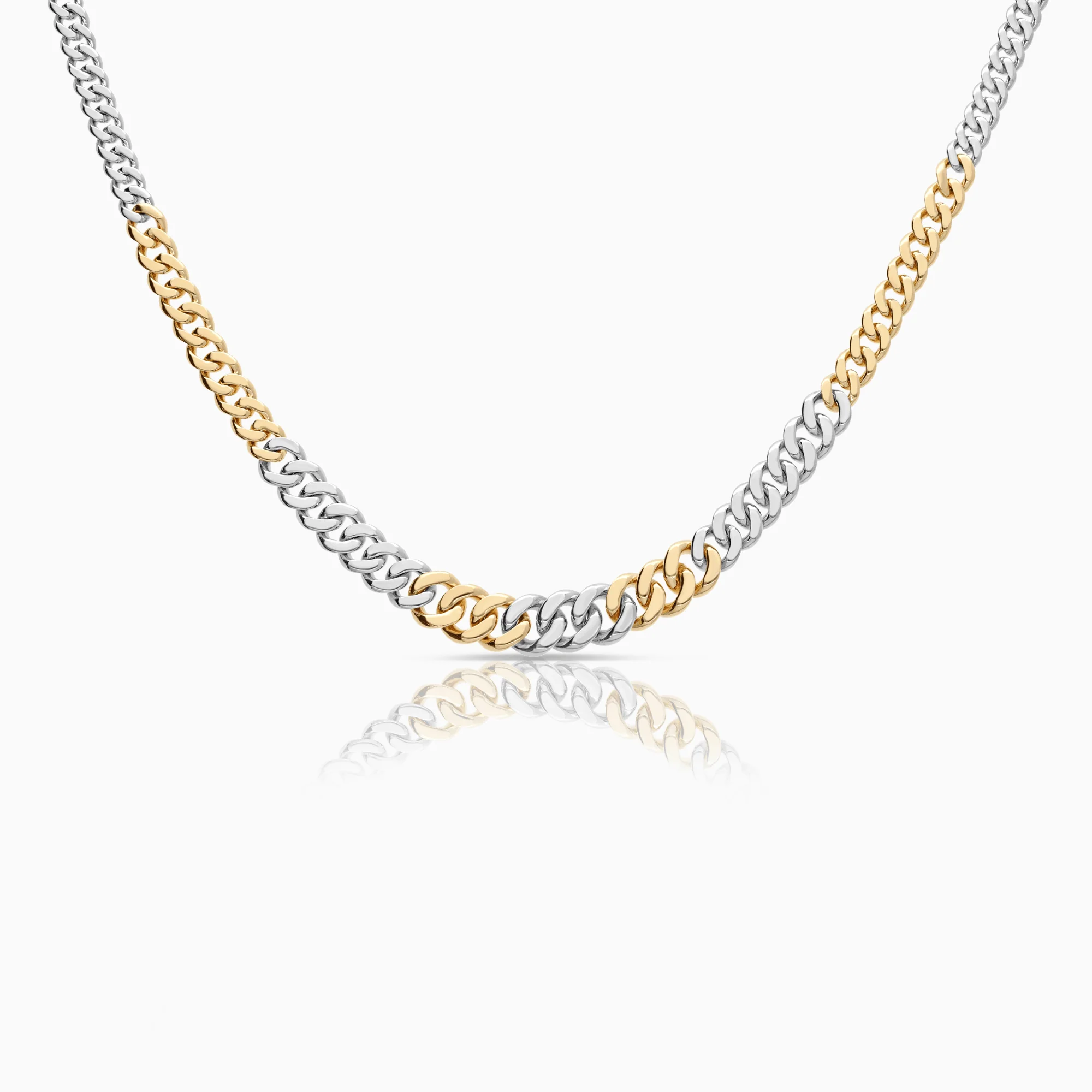 Two-tone curb chain 28.05g 18K gold