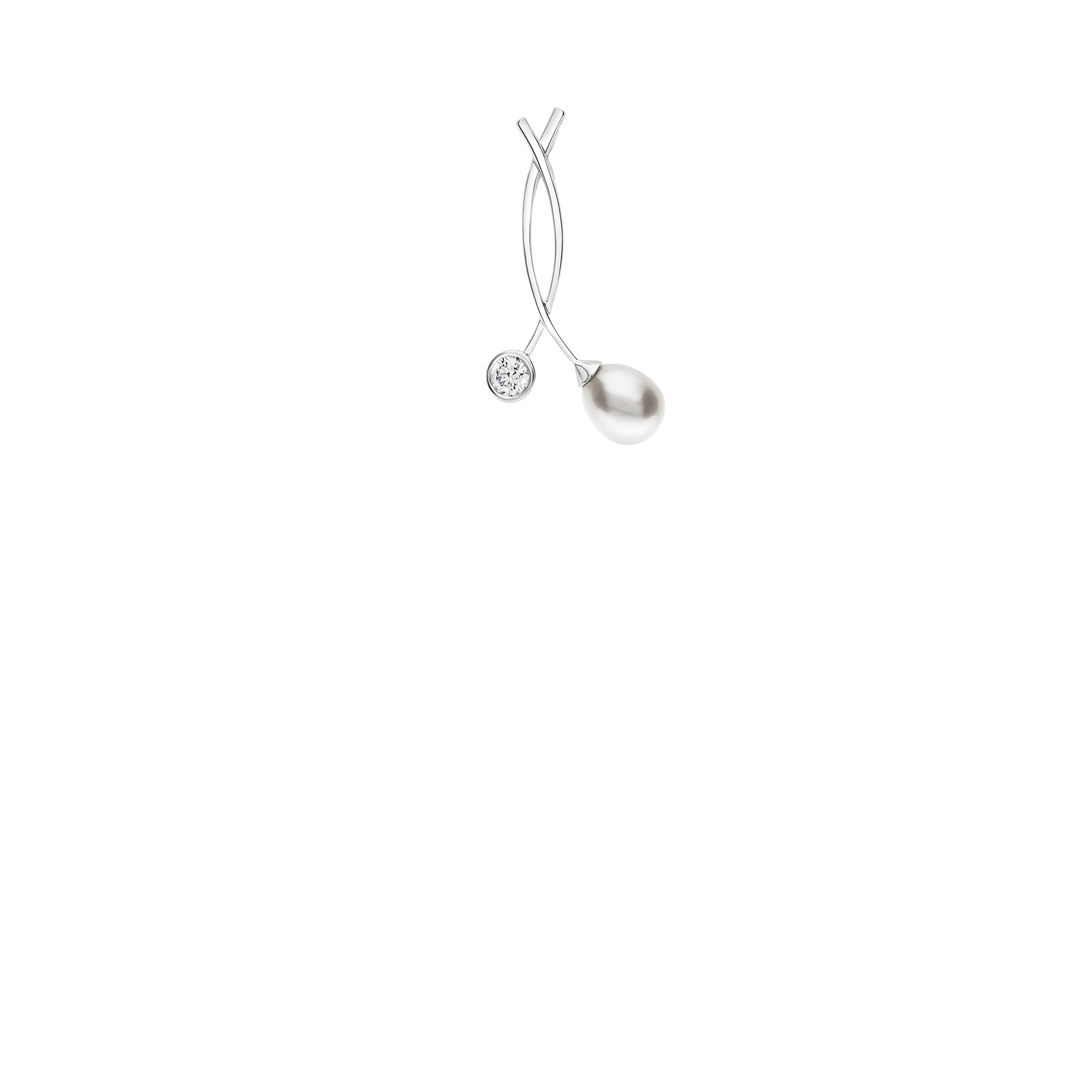 Pearl pendant with white cubic 1.73g 18K white gold - Image 2
