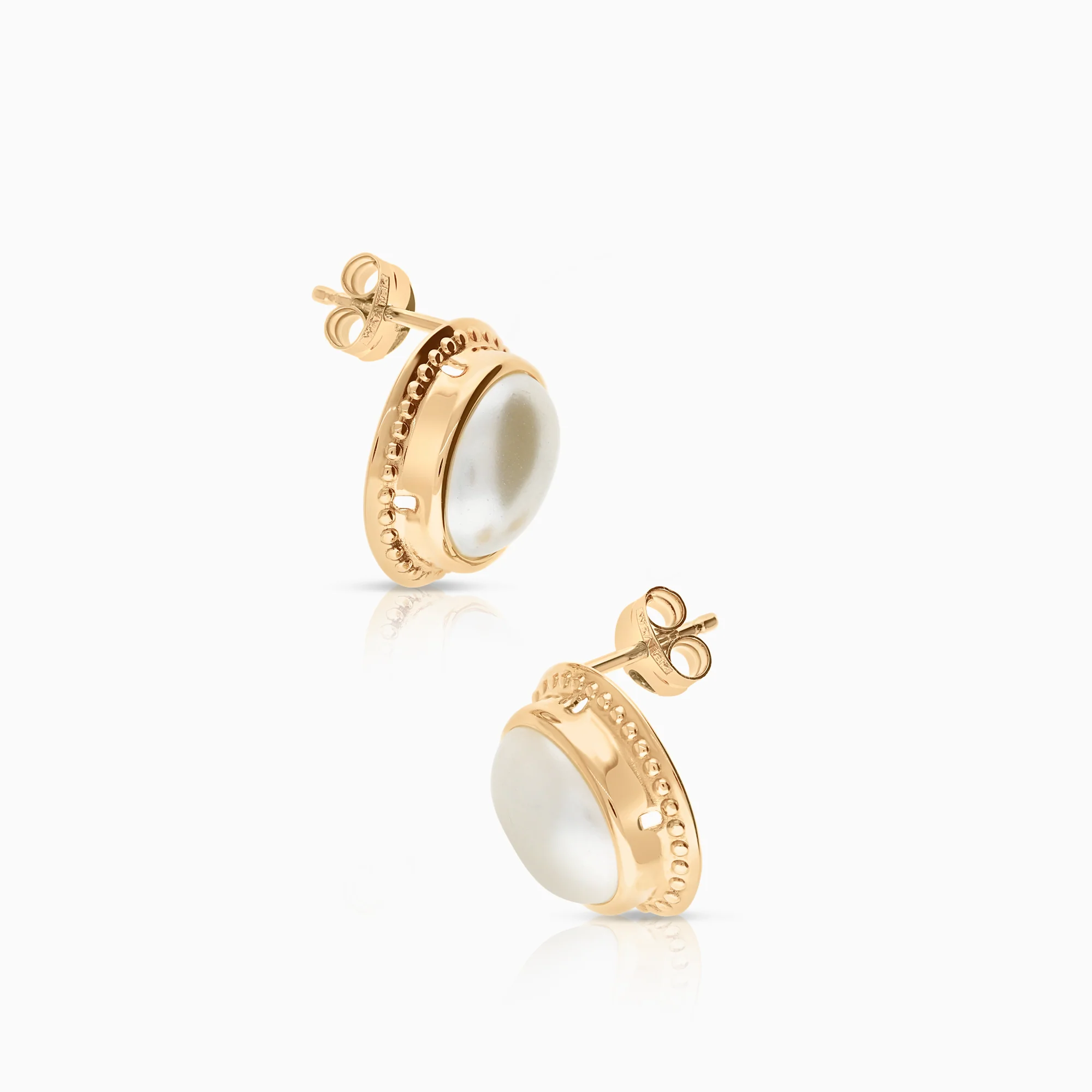 Pearl earrings with imitation pearls 1.65g 18K gold - Image 2