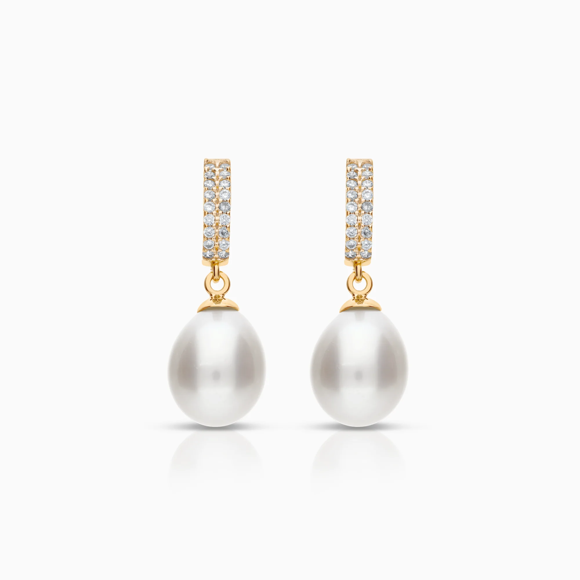 Pearl earrings with cultured freshwater pearls and cubic zirconia 3.04g 18K gold