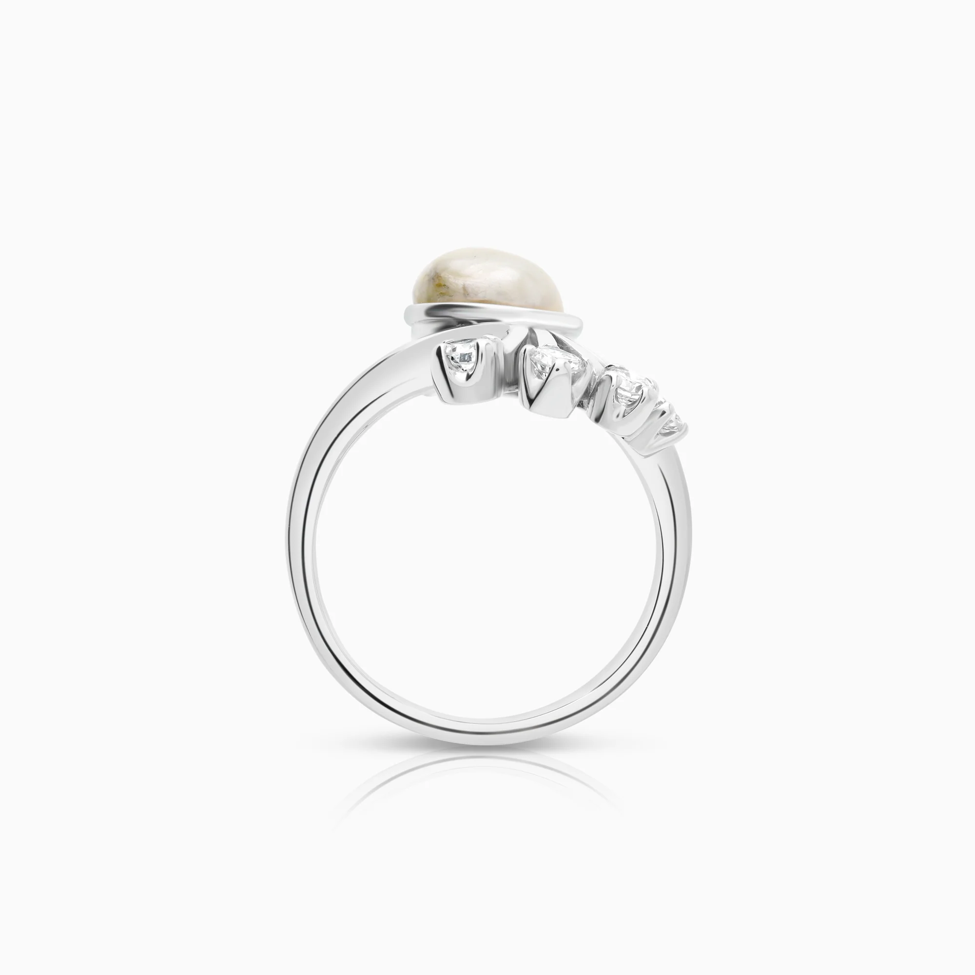 Pearl ring with diamonds 0.29ct 14K white gold - Image 2