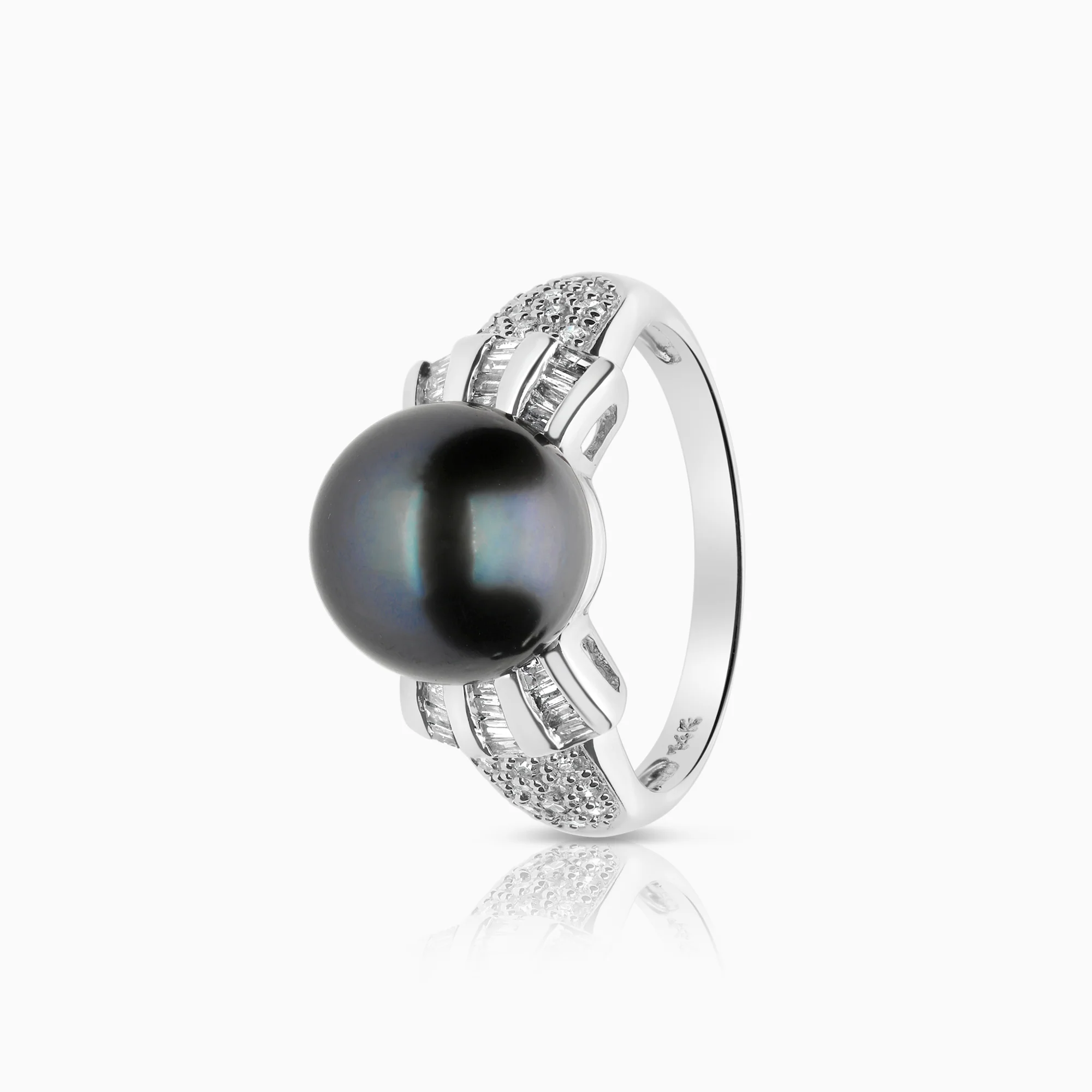 Pearl ring Tahiti pearl 4.85g 14K white gold