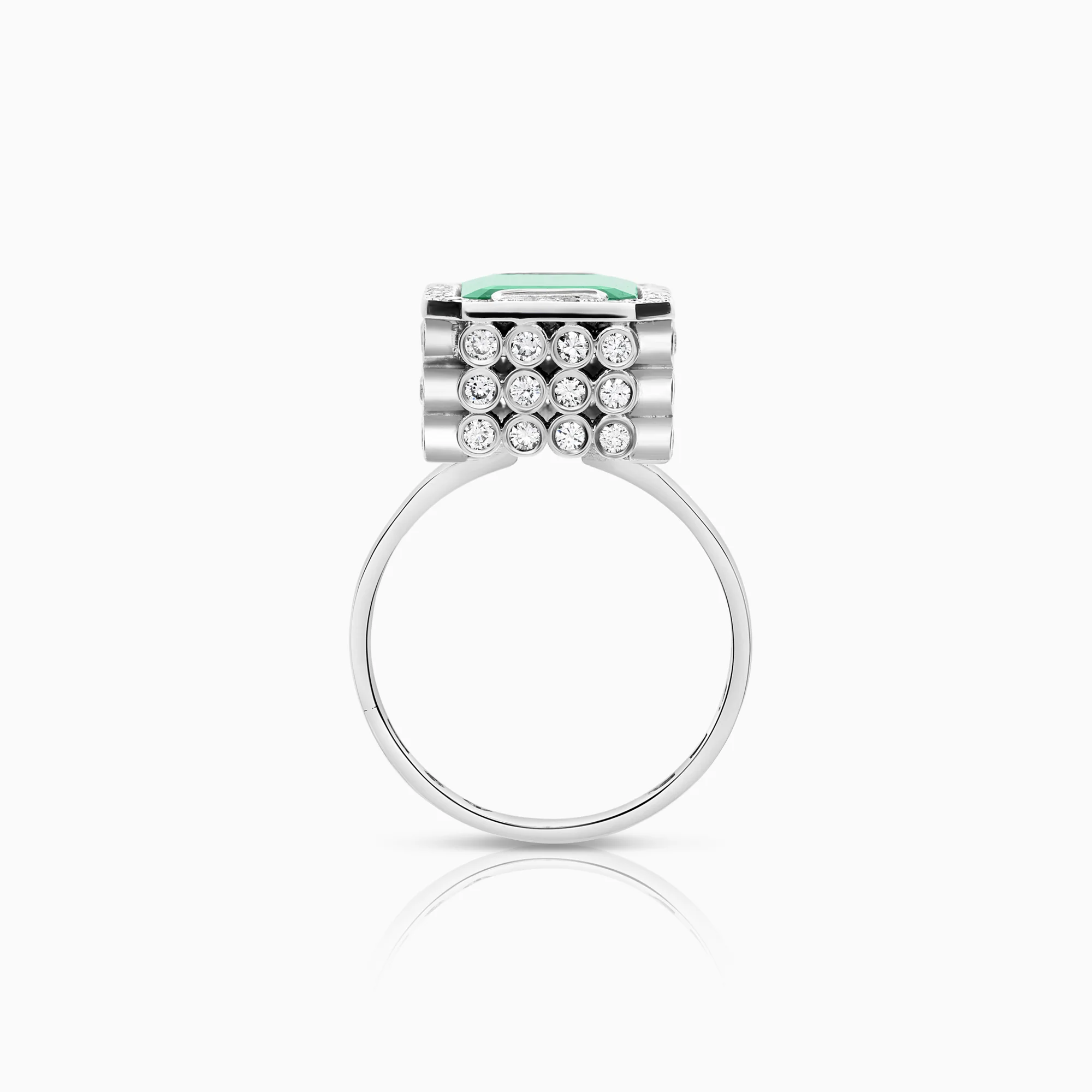 Diamond ring with emerald 0.81ct 18K white gold - Image 2