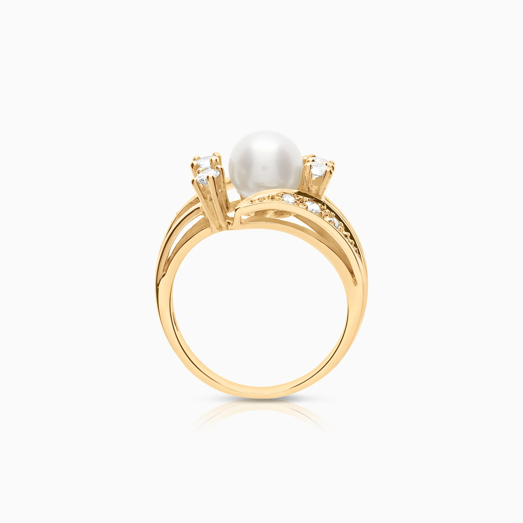 Ring with diamonds and cultured saltwater pearl 0.30ct 18K gold - Image 2