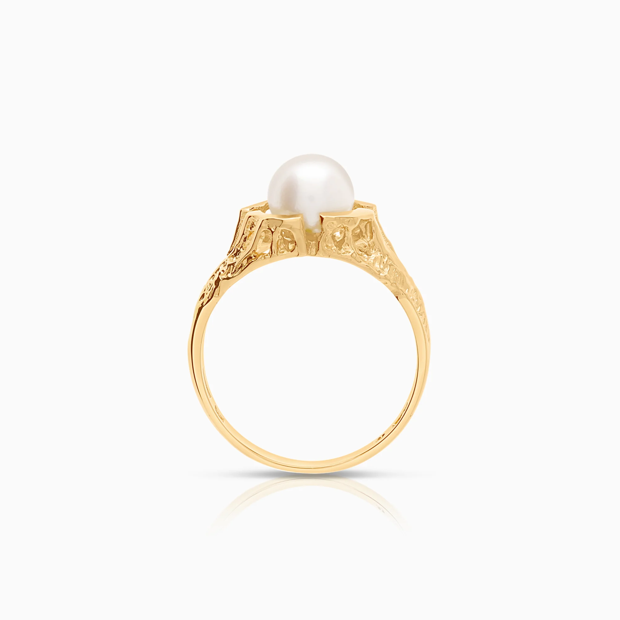 Ring with cultured saltwater pearl 3.58g 18K gold - Image 2
