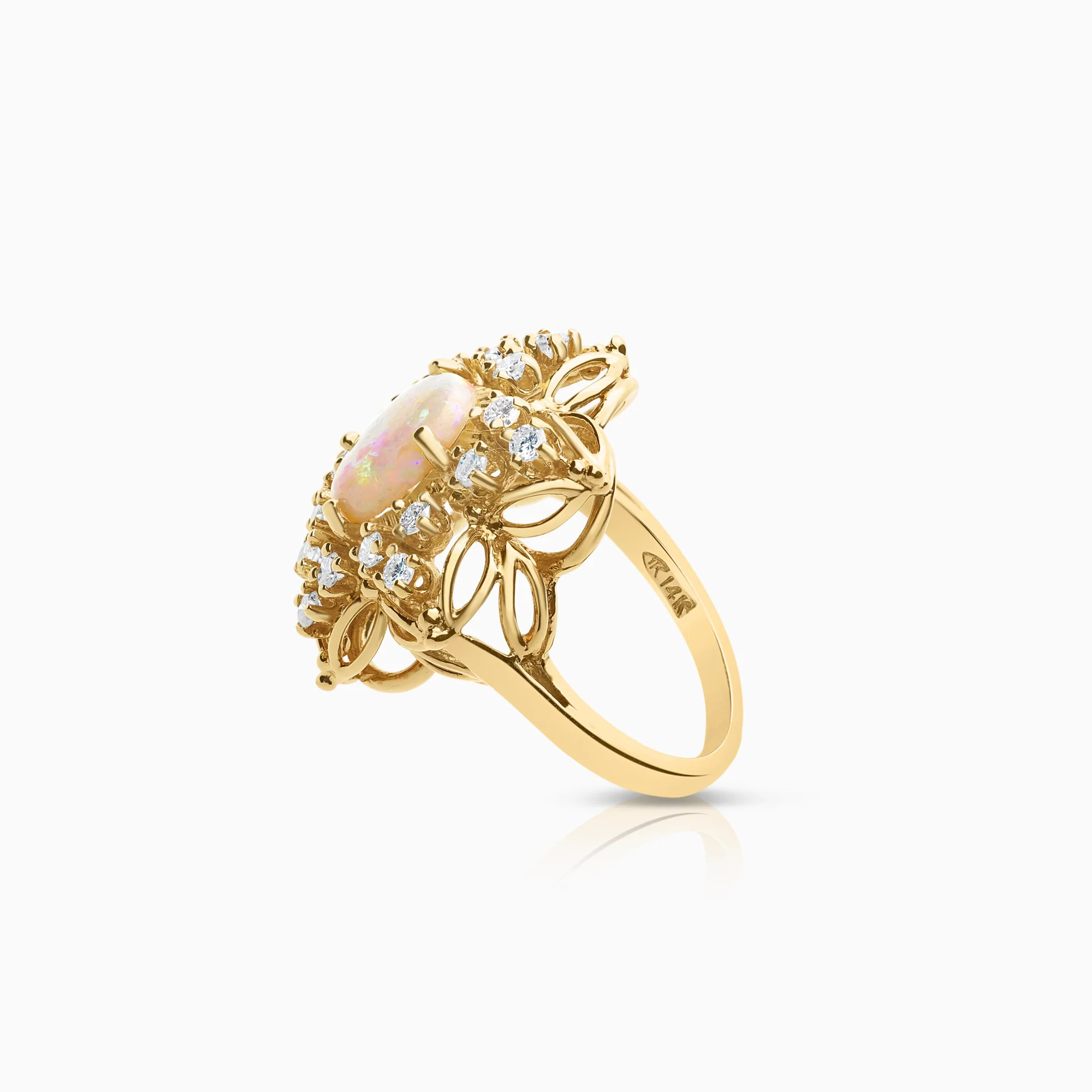 Diamond ring with opal 0.54ct 7.66g 14K gold - Image 3