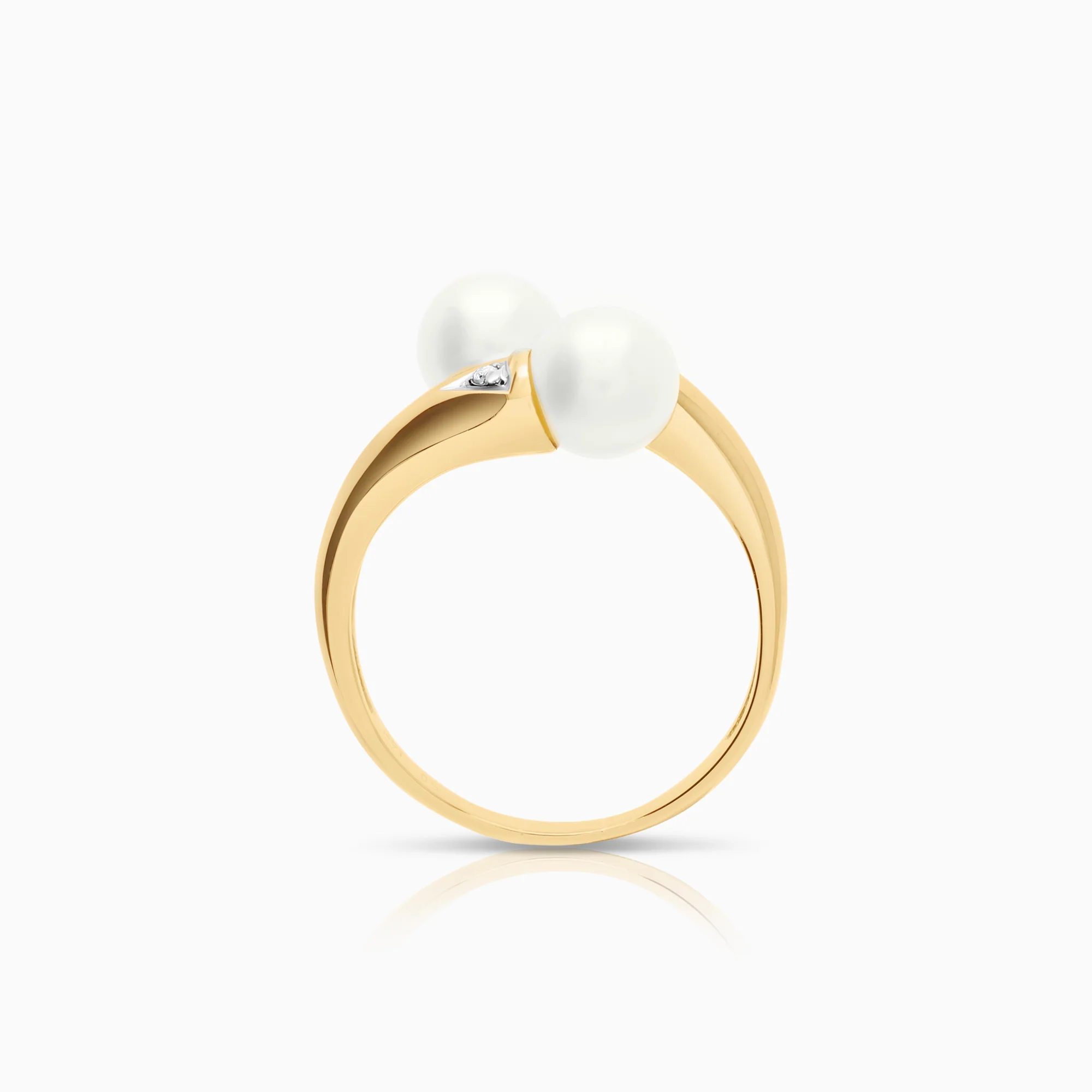 Ring with cultured freshwater pearls 0.02ct 18K gold - Image 2