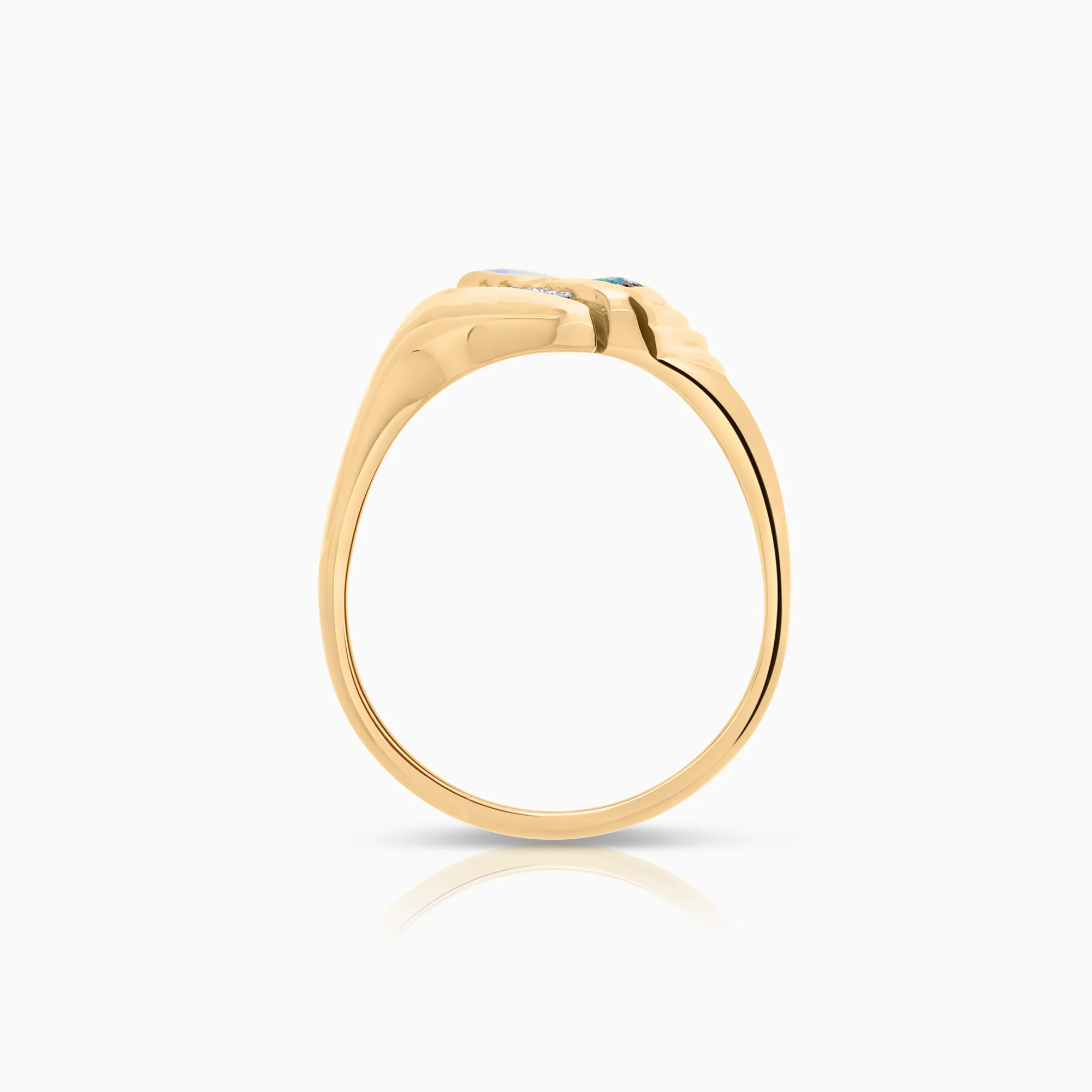 Diamond ring with opal 0.06ct 18K gold - Image 2
