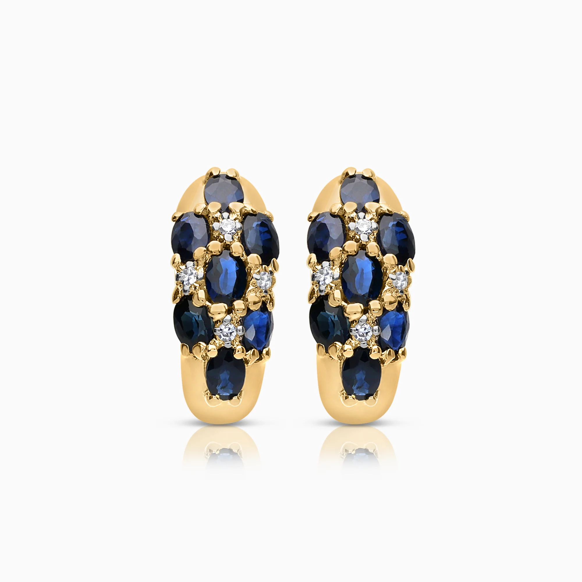 Sapphire earrings with diamonds 0.04ct 18K gold