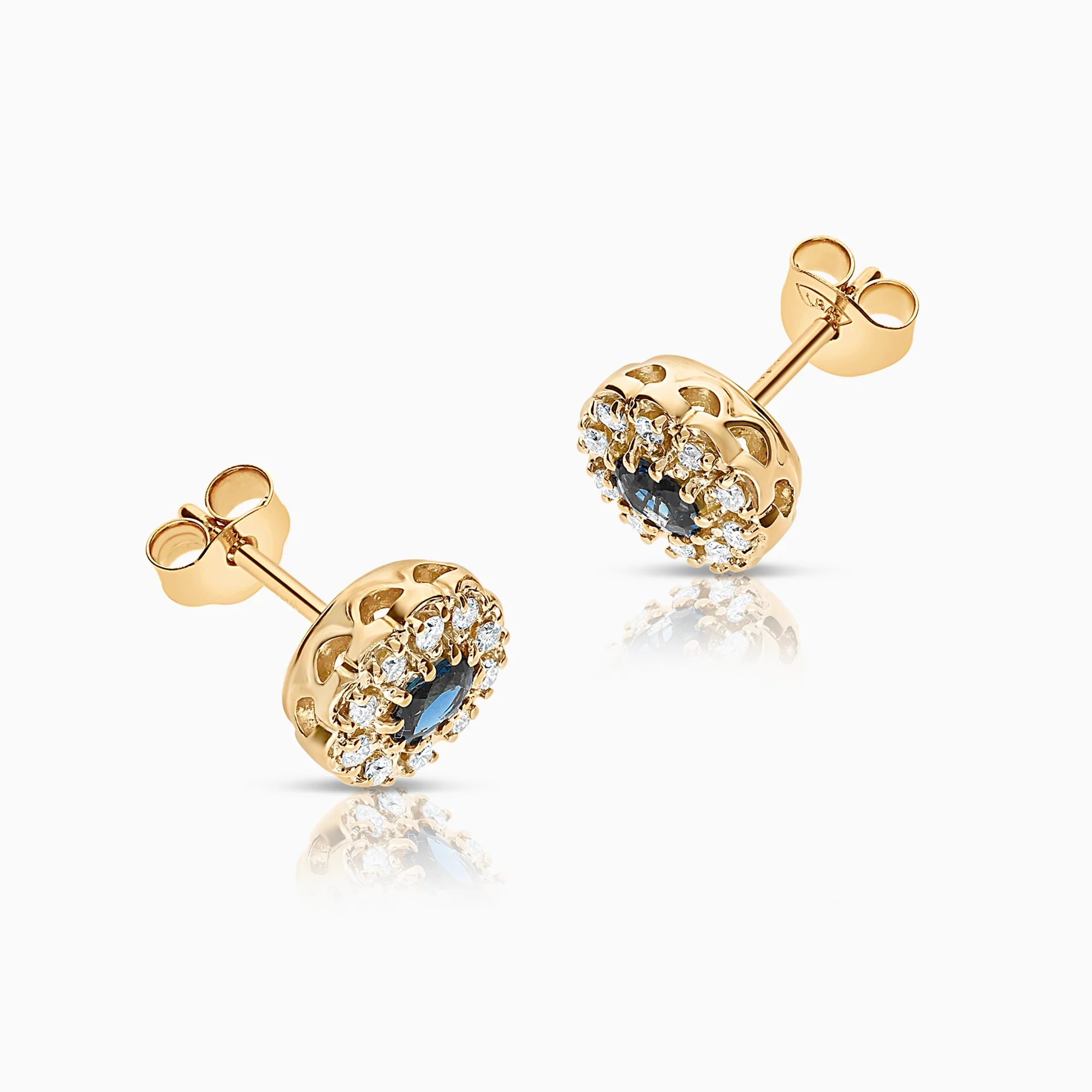 Sapphire Earrings with Diamonds 0.20ct 18K Gold - Image 2