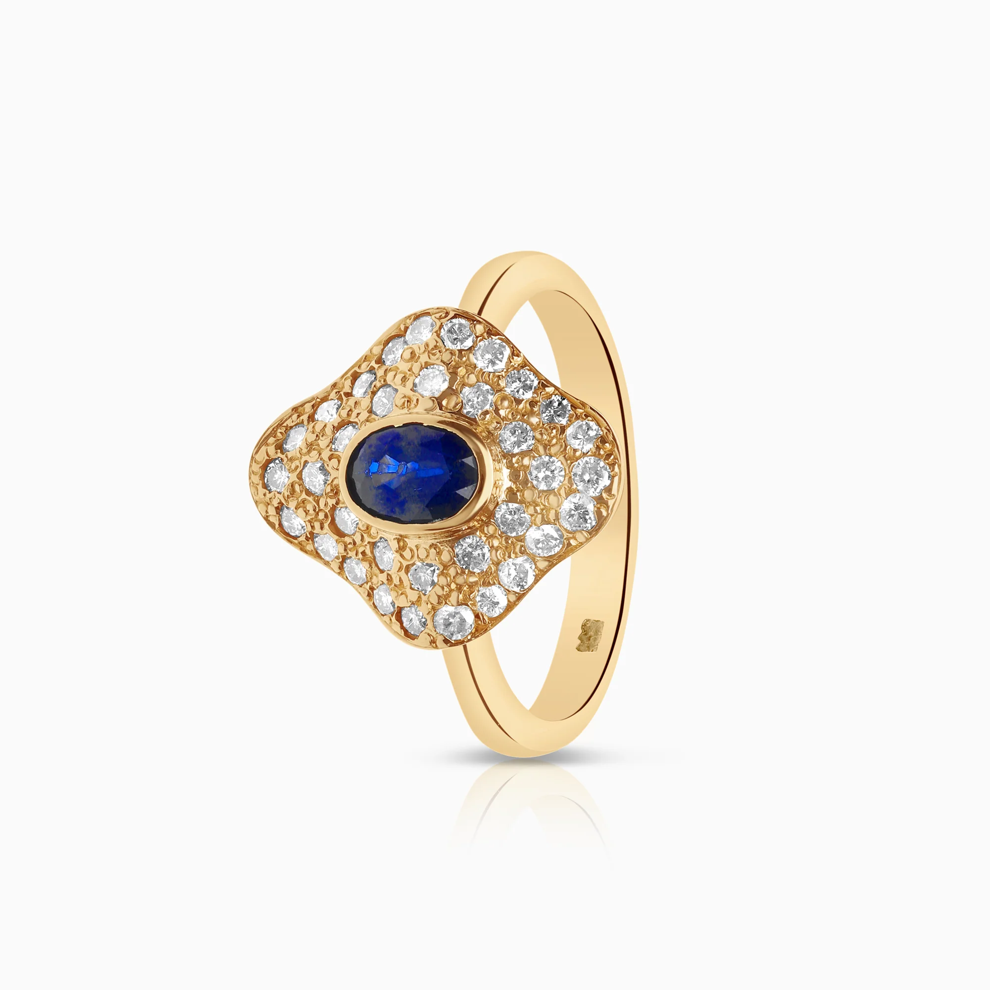 Ring diamonds and synthetic sapphire 3.45g 14K gold