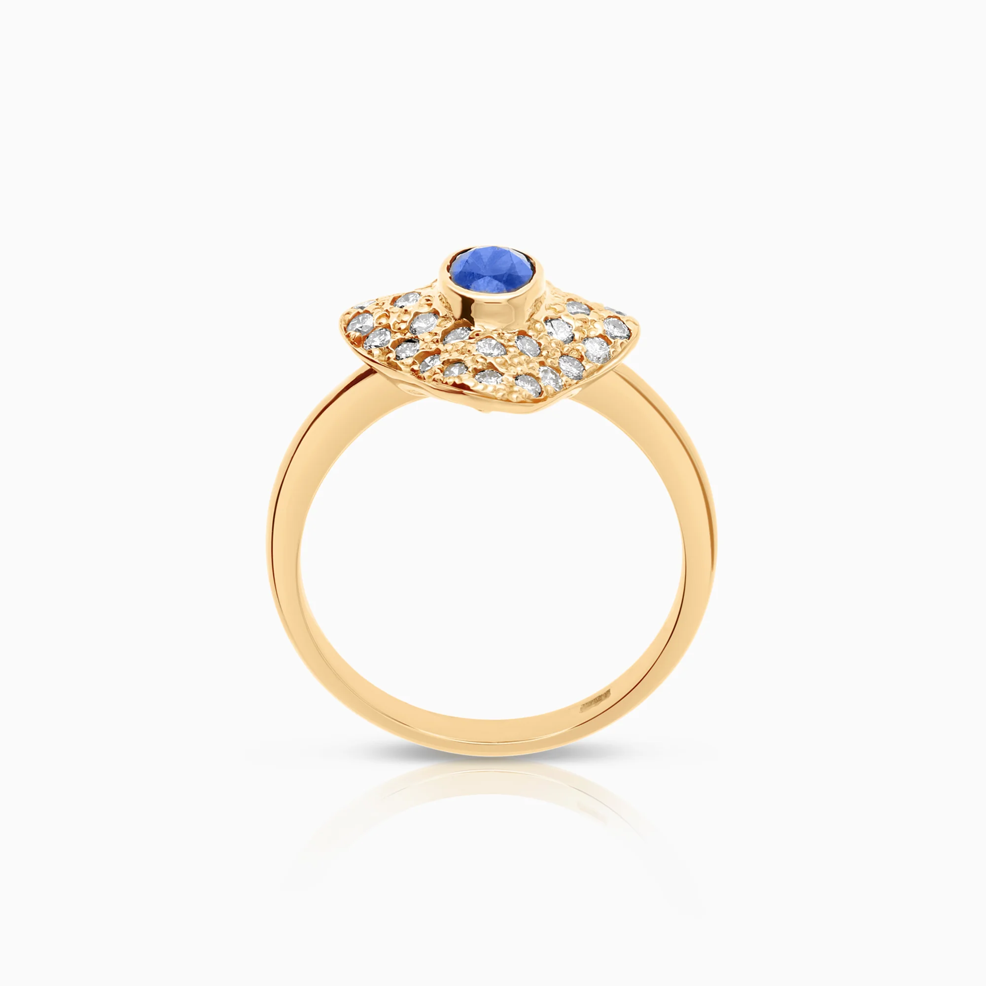 Ring diamonds and synthetic sapphire 3.45g 14K gold - Image 2