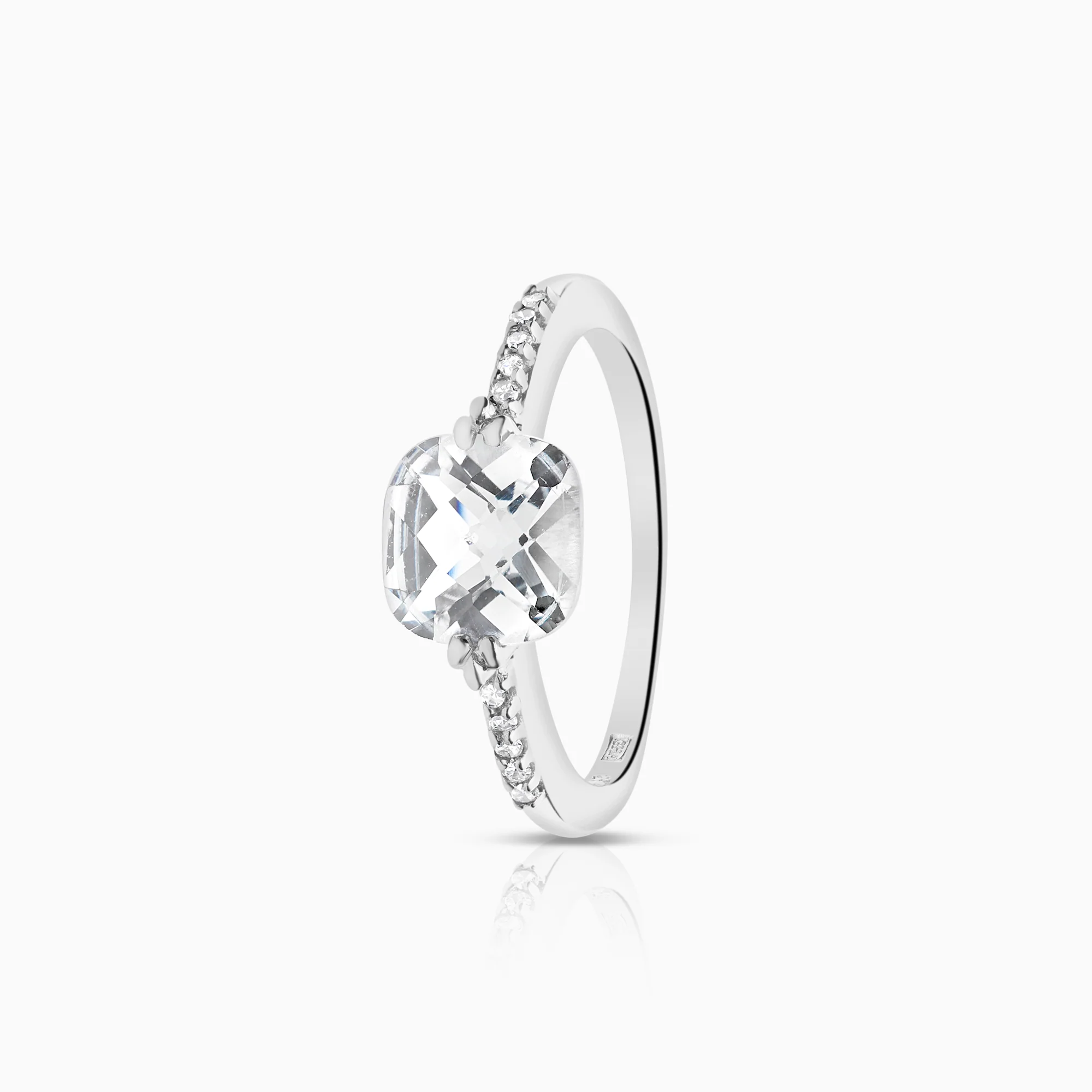 Side-stone ring 0.05ct 18K white gold