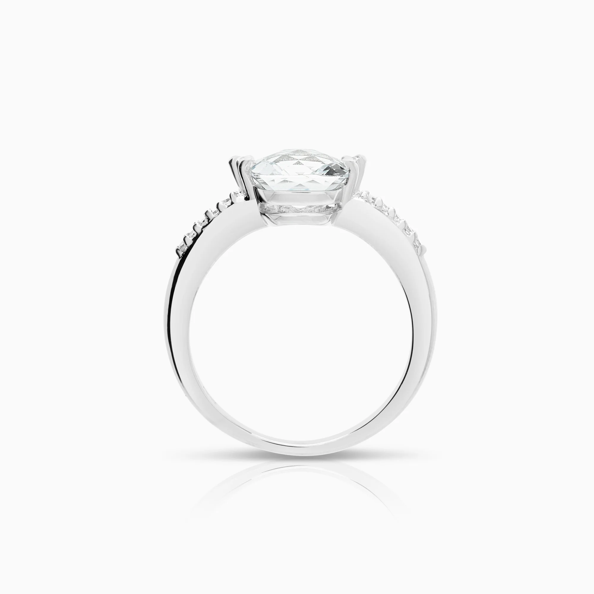 Side-stone ring 0.05ct 18K white gold - Image 2