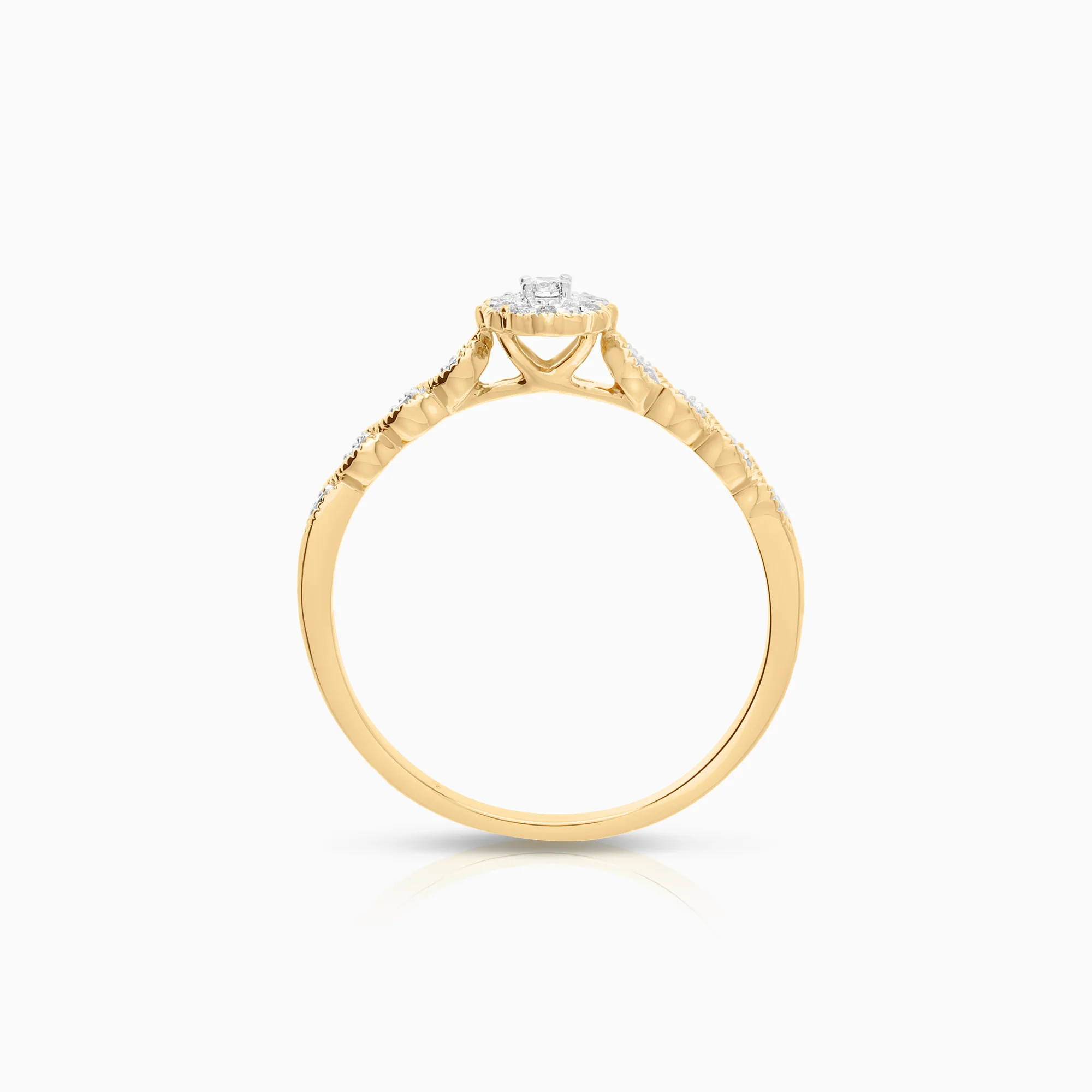 Side-stone ring 0.13ct 18K gold - Image 2