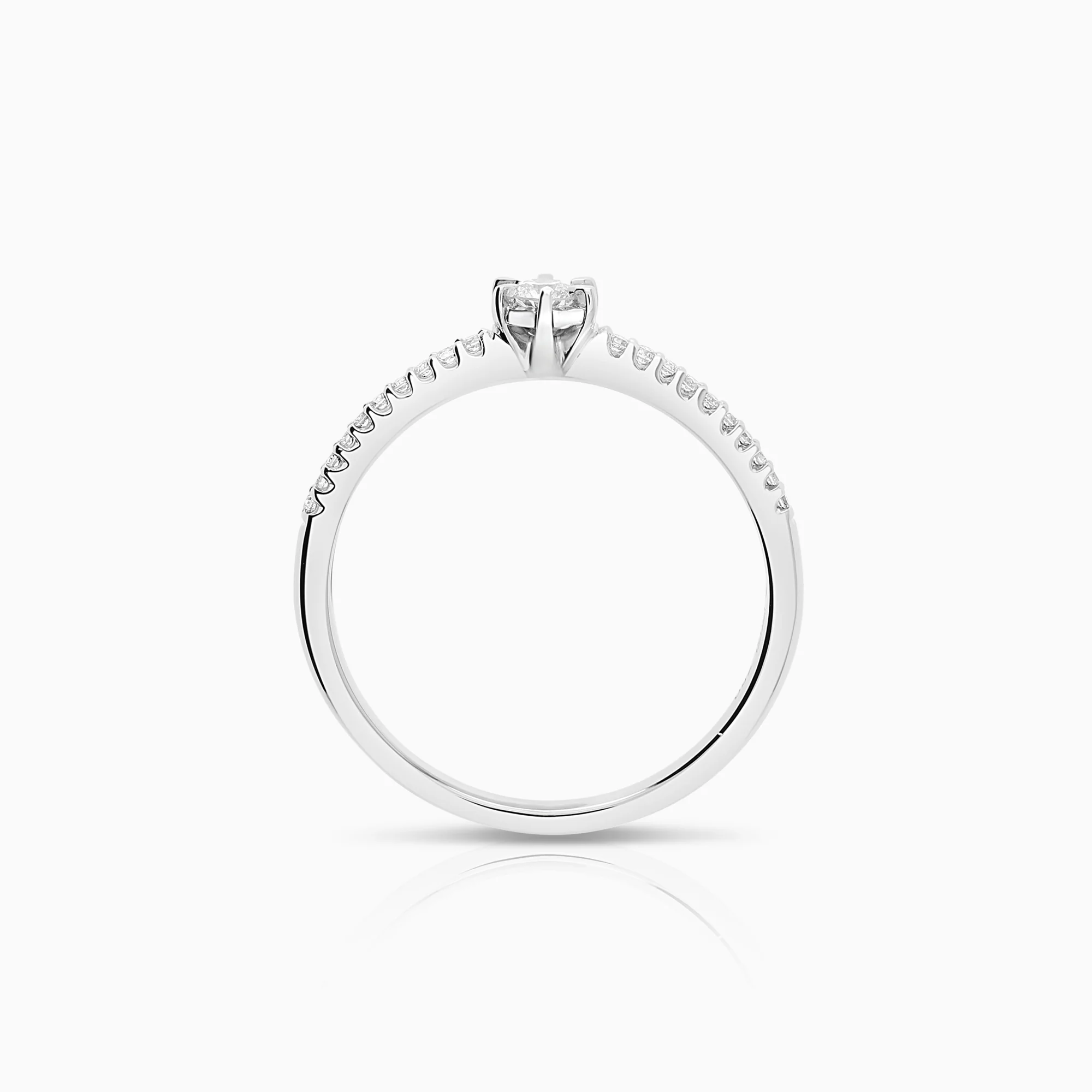Side stone ring 0.13ct 18K white gold - Image 2