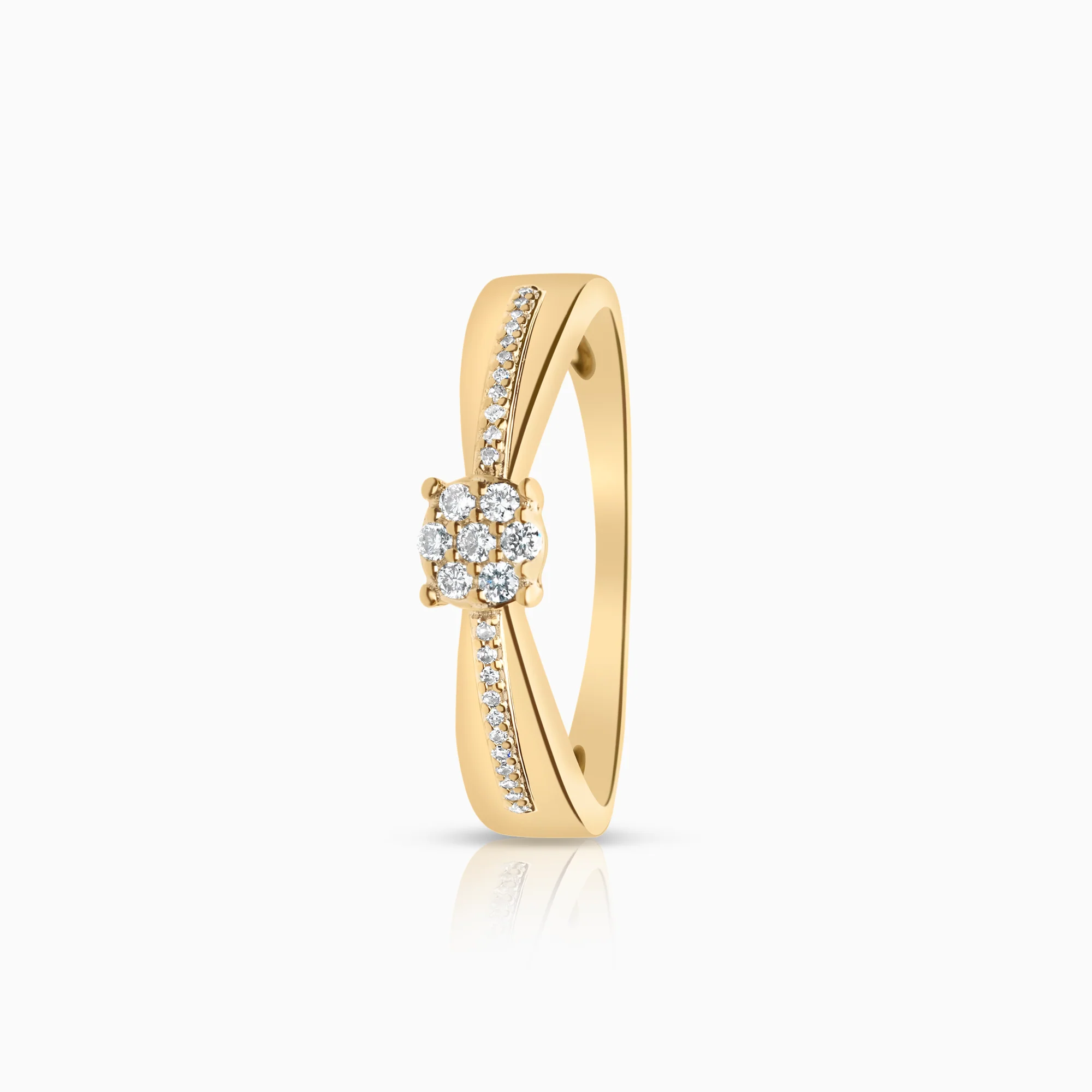 Side stone ring 0.15ct 18K gold
