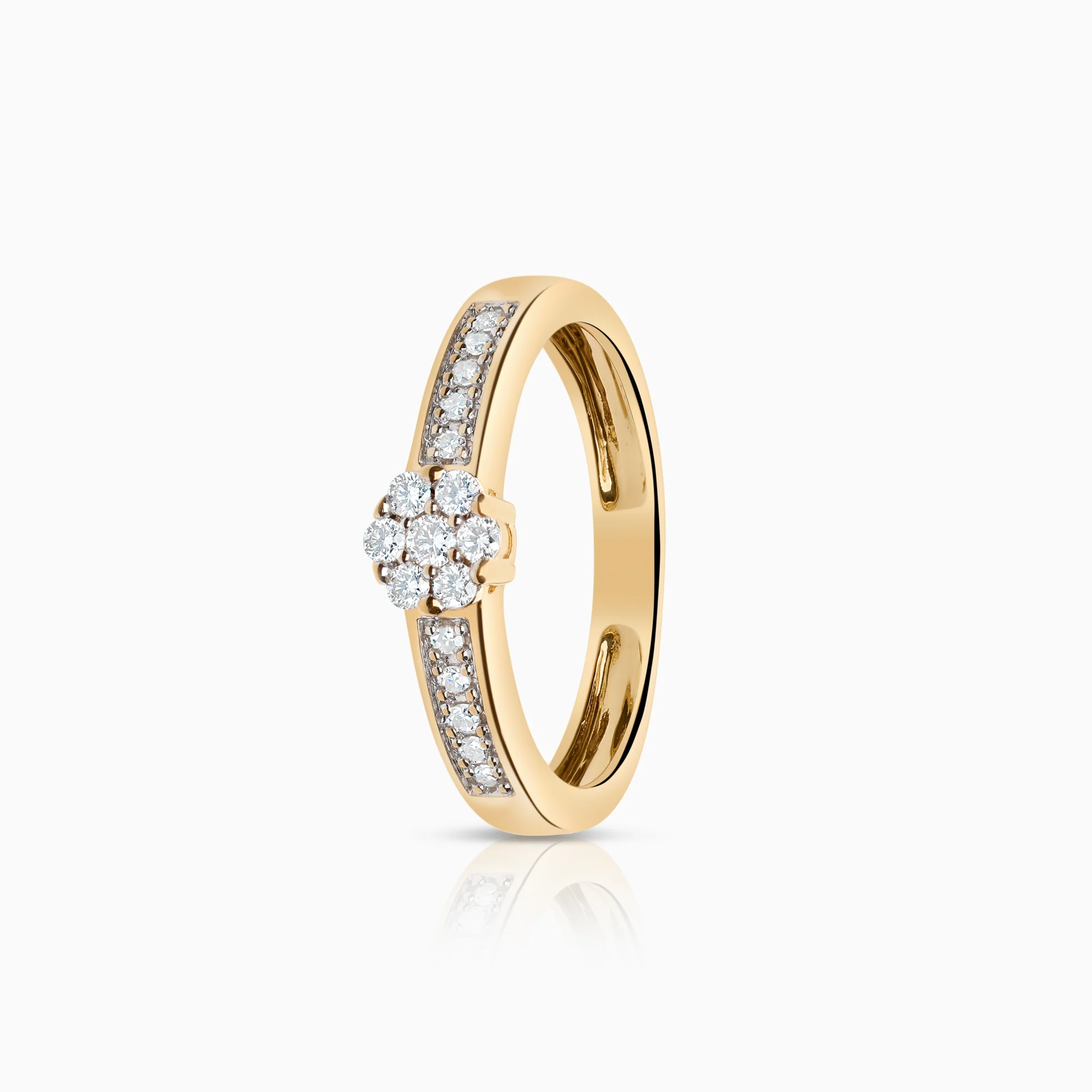 Side stone ring 0.16ct 18K gold