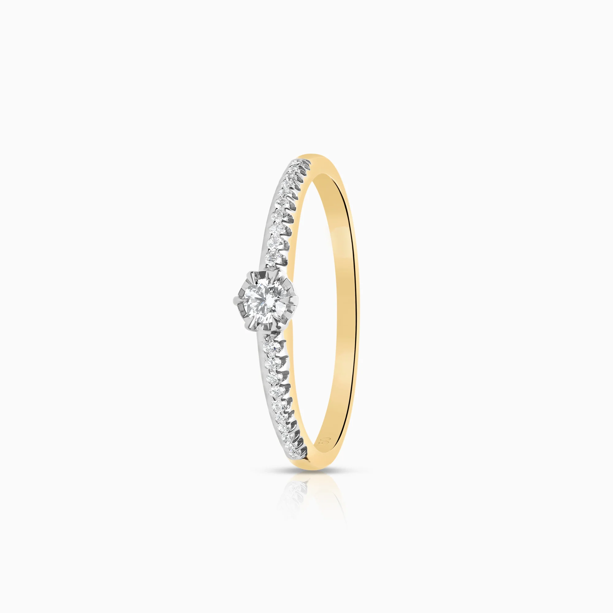 Side-stone ring 0.17ct 18K gold