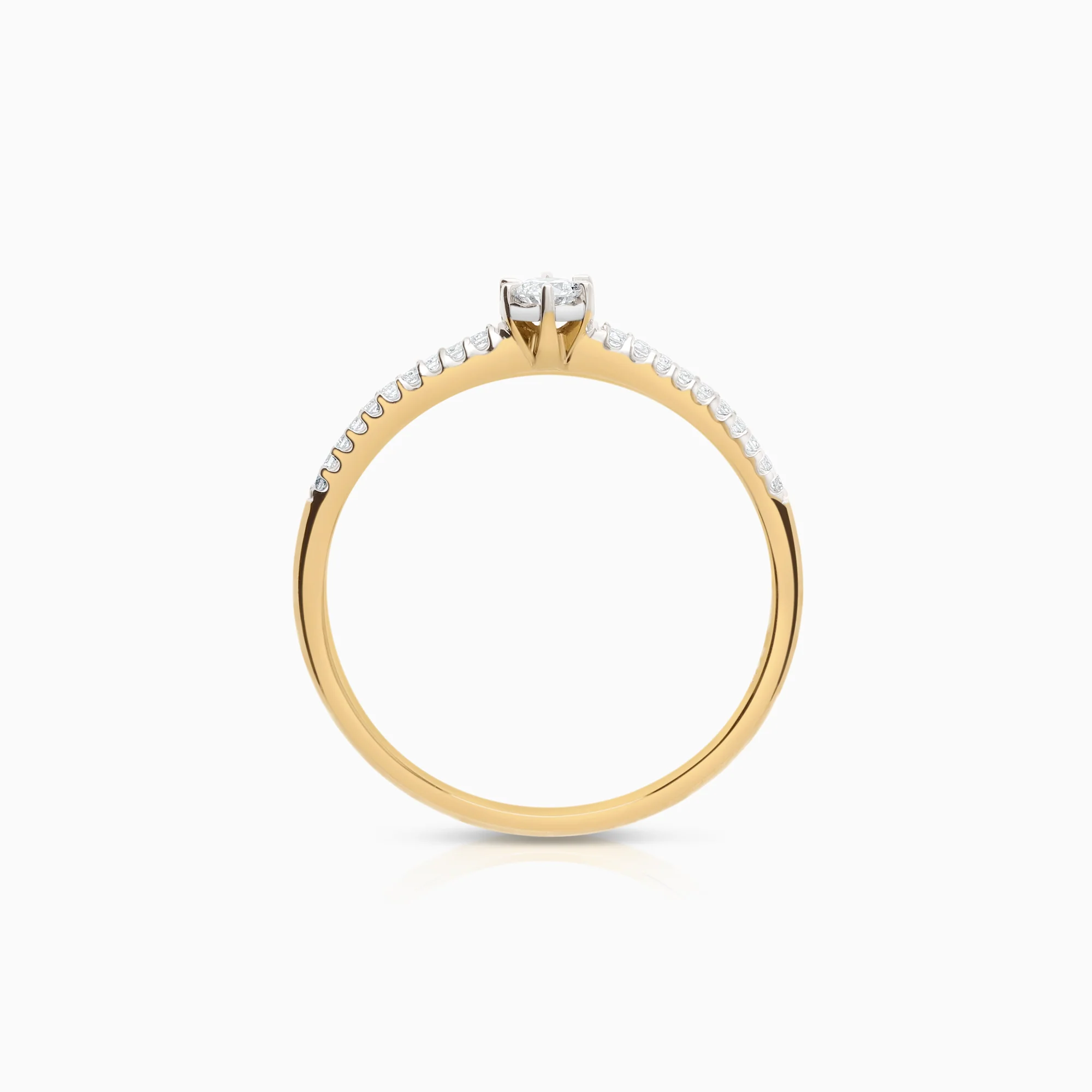 Side-stone ring 0.17ct 18K gold - Image 2