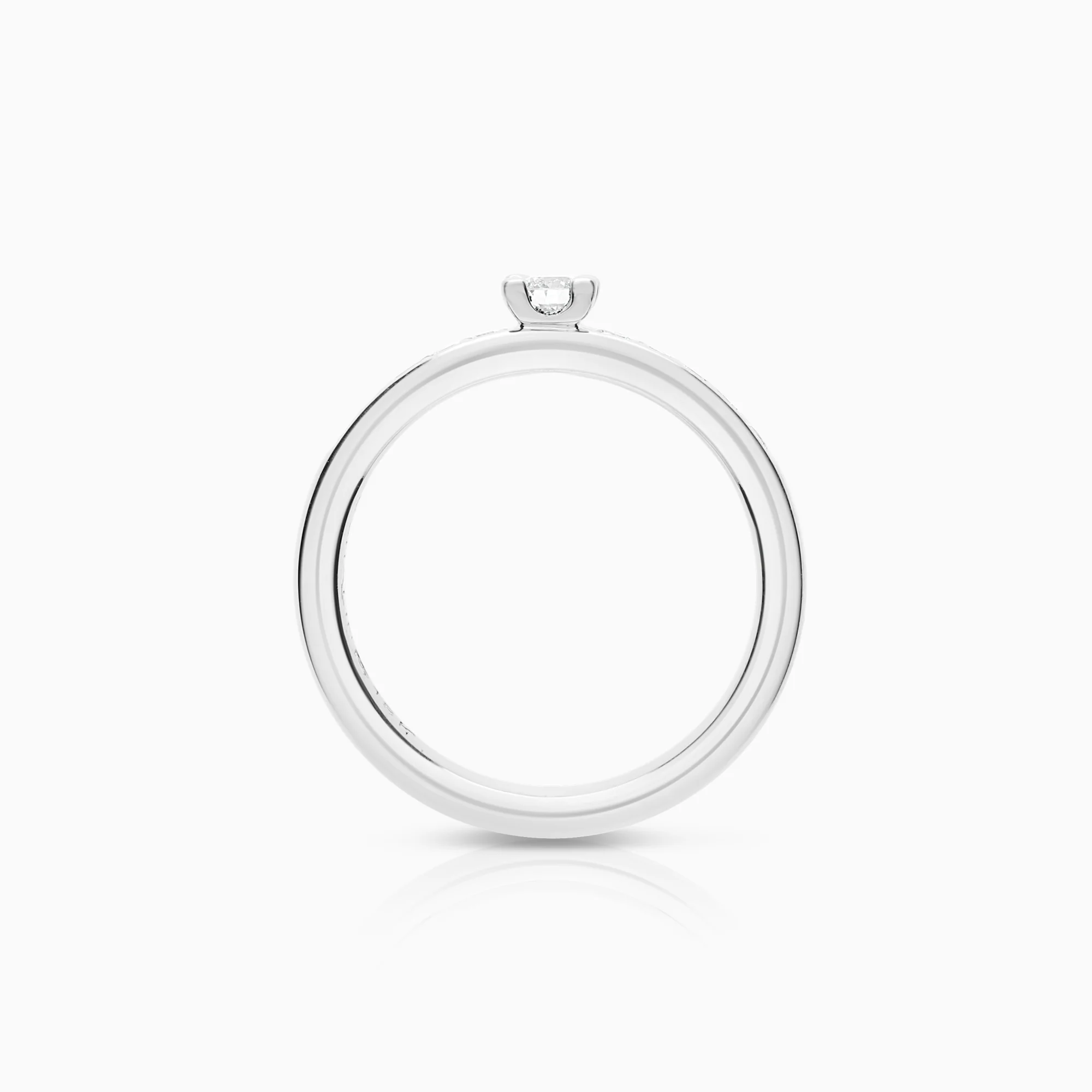 Side-stone ring 0.20ct 18K white gold - Image 2