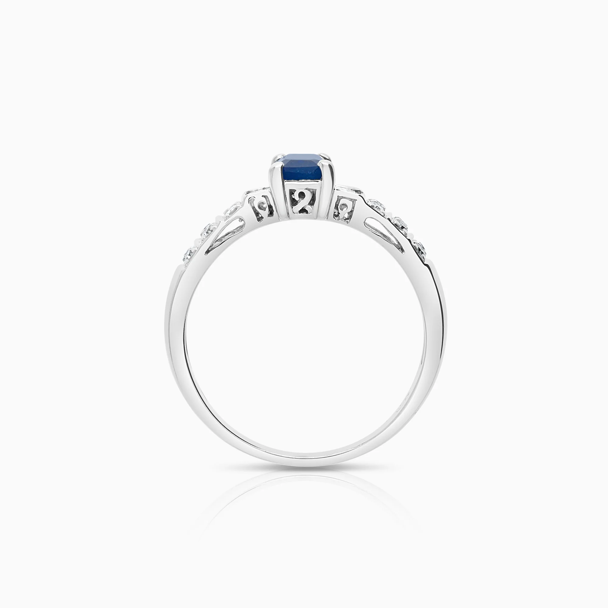 Side stone ring 0.22ct 18K white gold sapphire - Image 2
