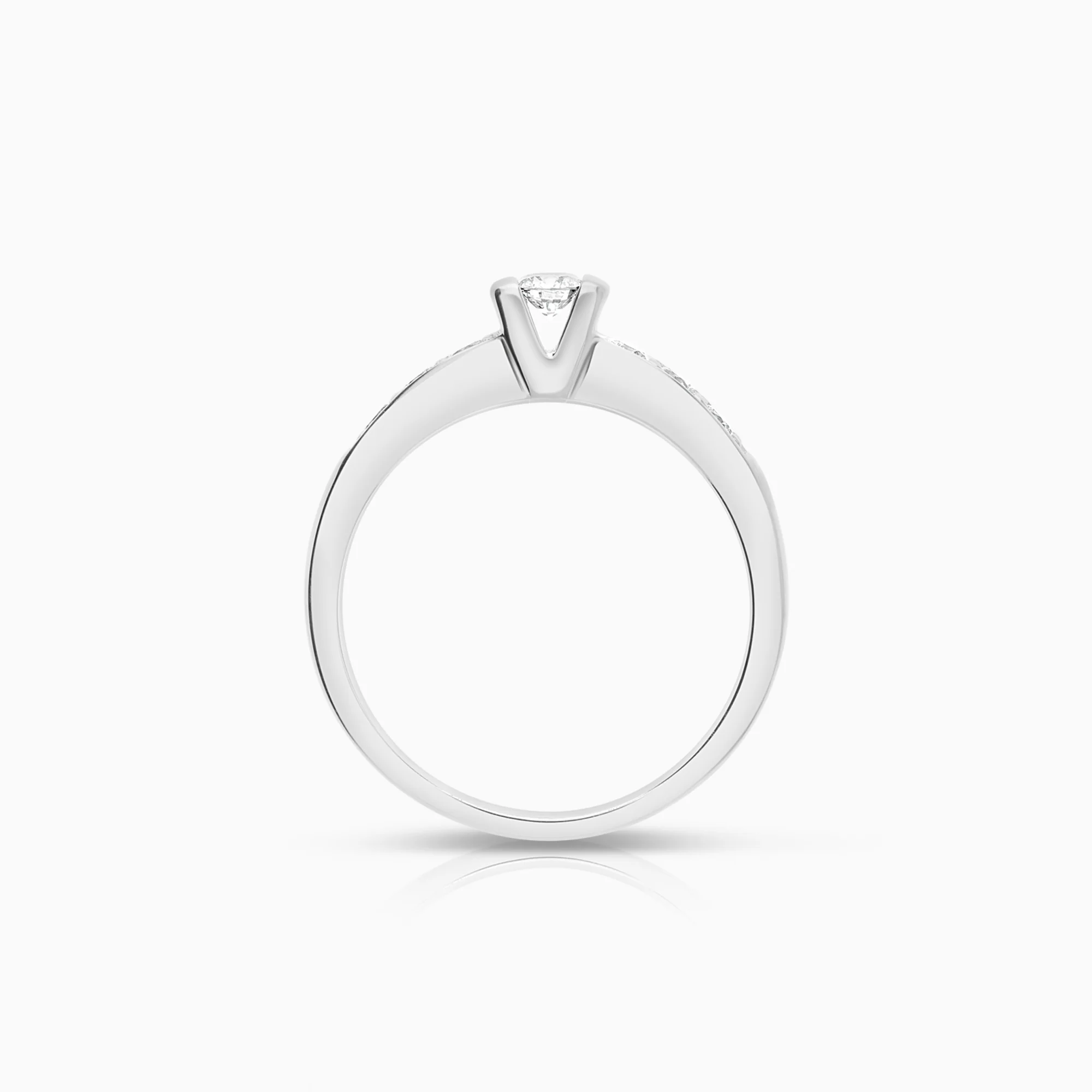 Side stone ring 0.27ct 18K white gold - Image 2