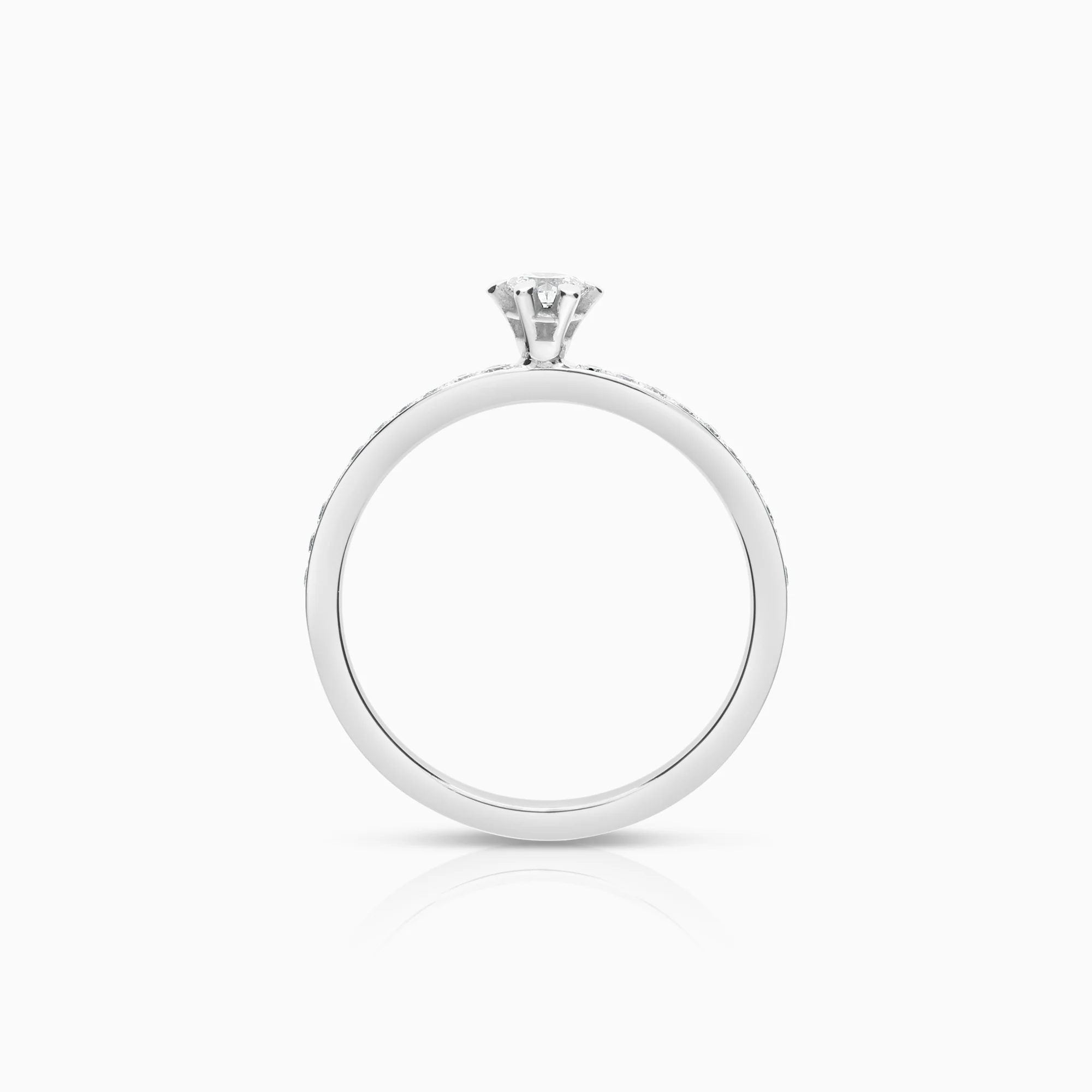 Side stone ring 0.31ct 18K white gold - Image 2