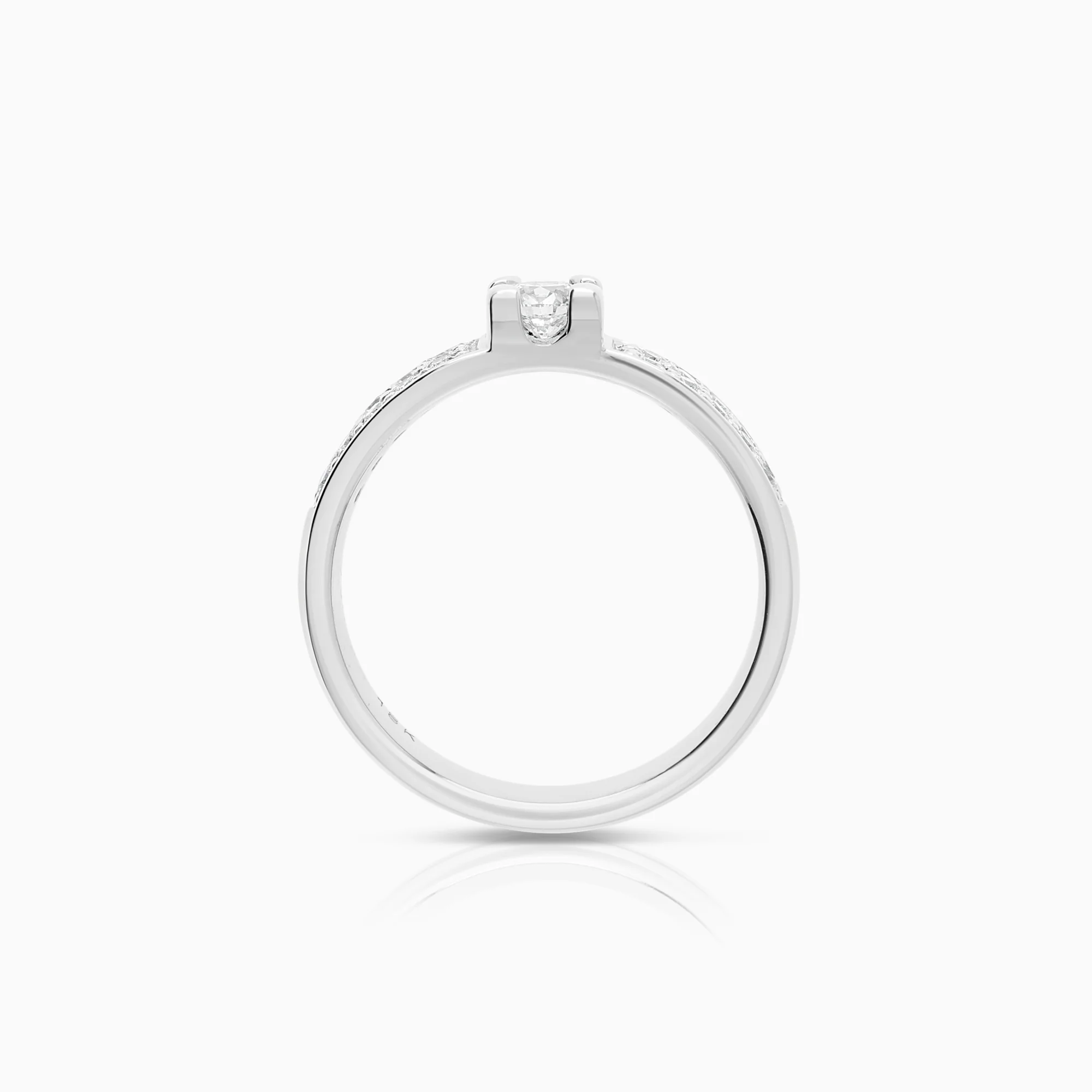 Side stone ring 0.35ct 18K white gold - Image 2