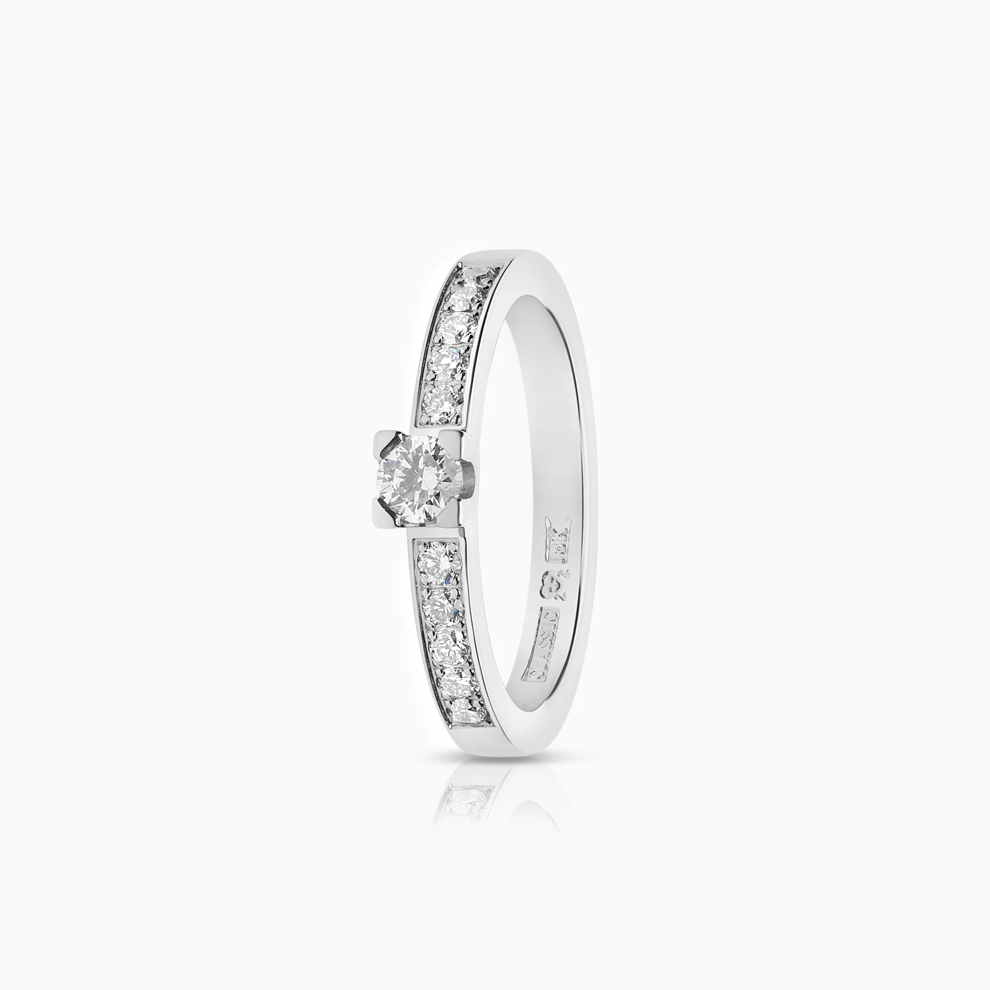 Side stone ring 0.35ct 18K white gold