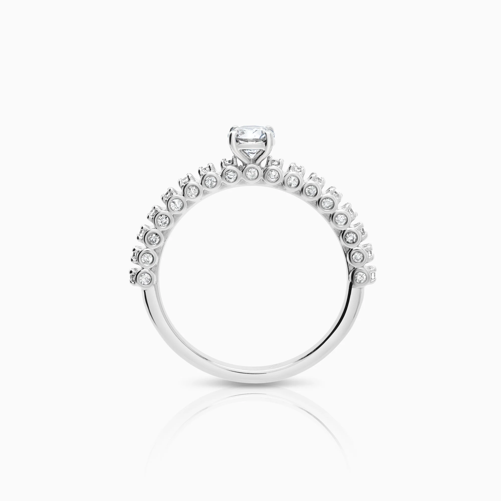 Side stone ring 0.40ct 14K white gold - Image 2