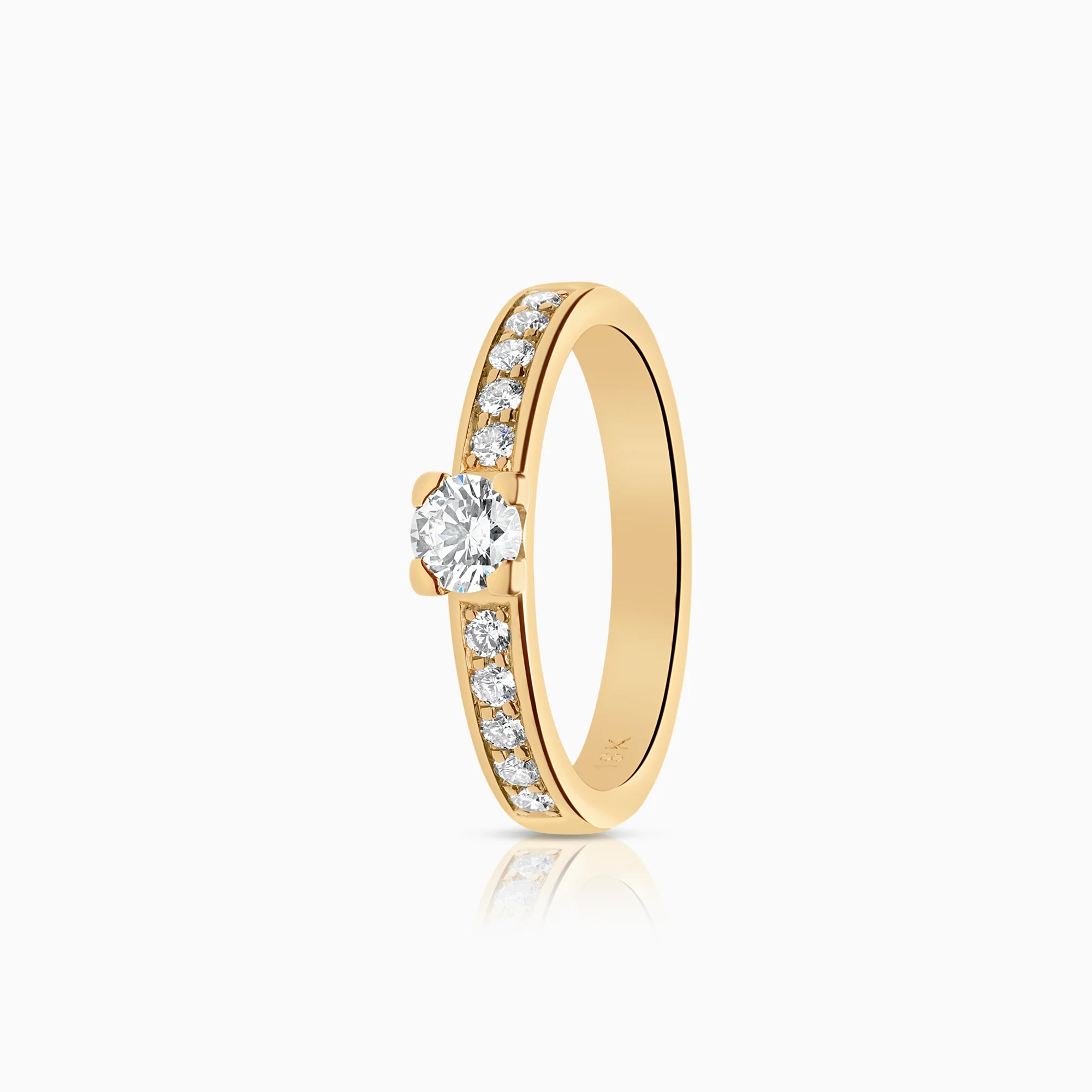 Side stone ring 0.45ct 18K gold