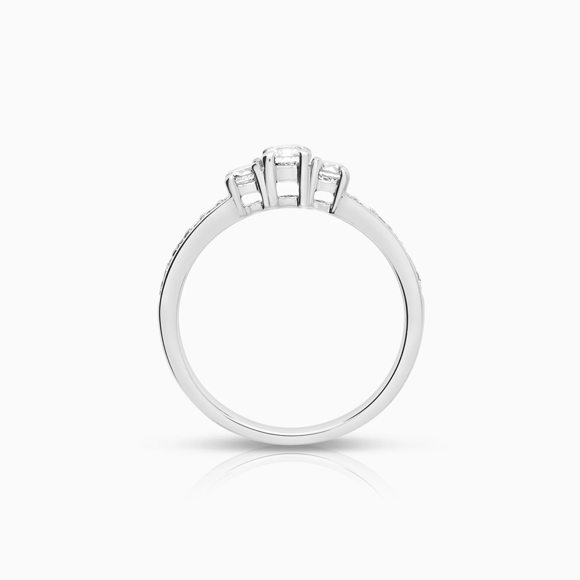 Side stone ring 0.50ct 18K white gold - Image 2