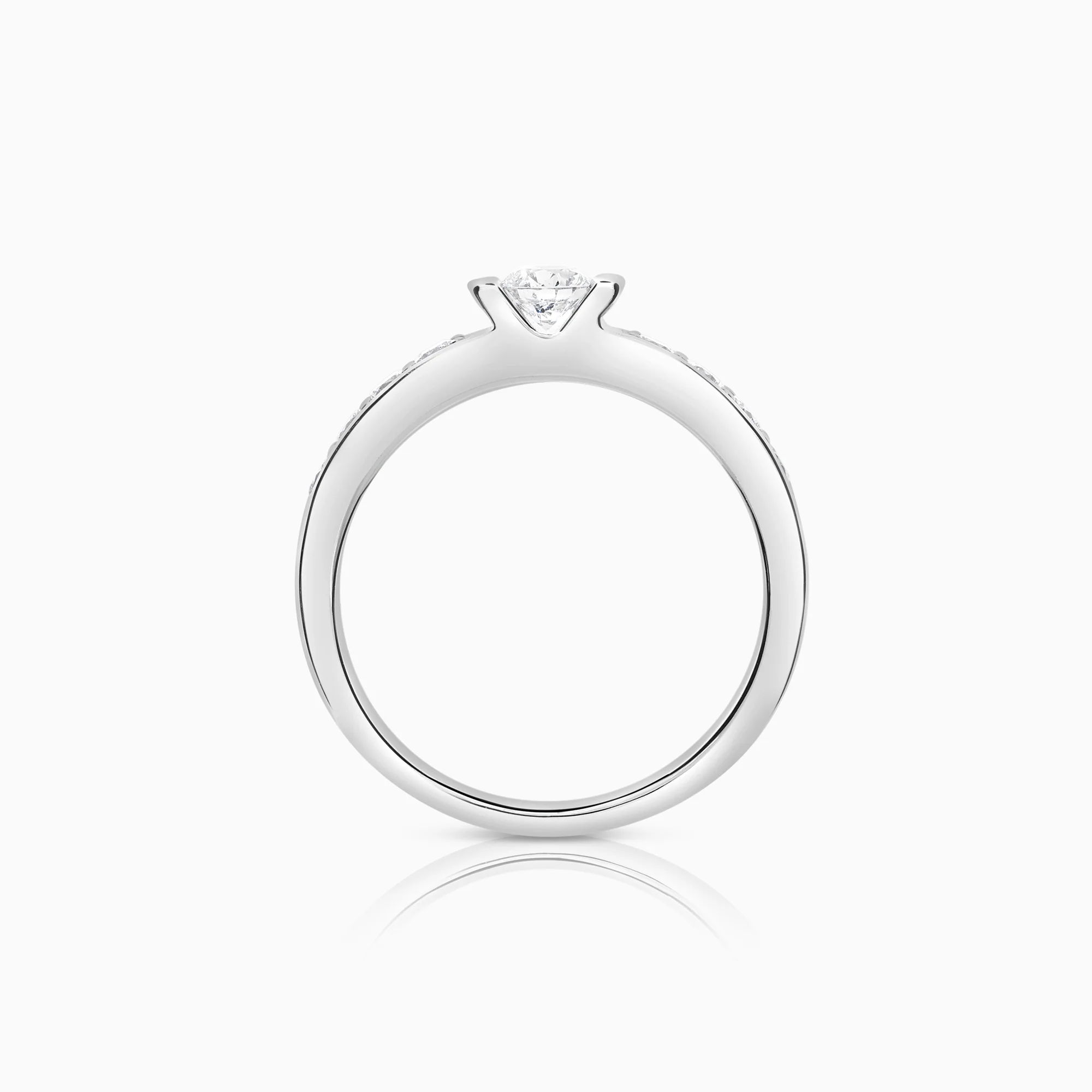 Side stone ring 0.55ct 18K white gold - Image 2