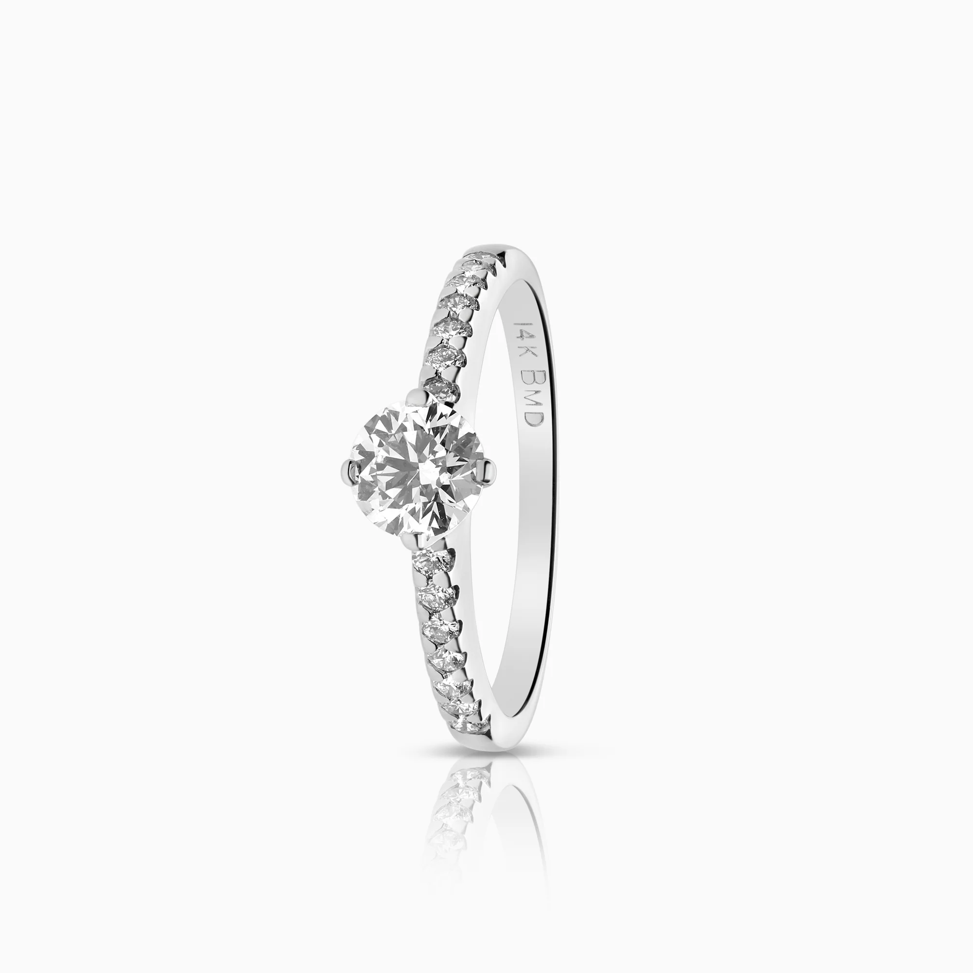 Side-stone ring 0.91ct 14K white gold
