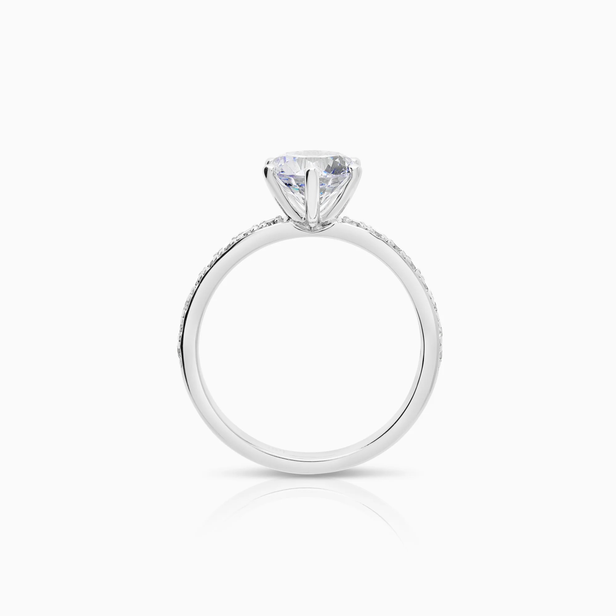 Side-stone Ring Cubic Zirconia 14K White Gold - Image 2