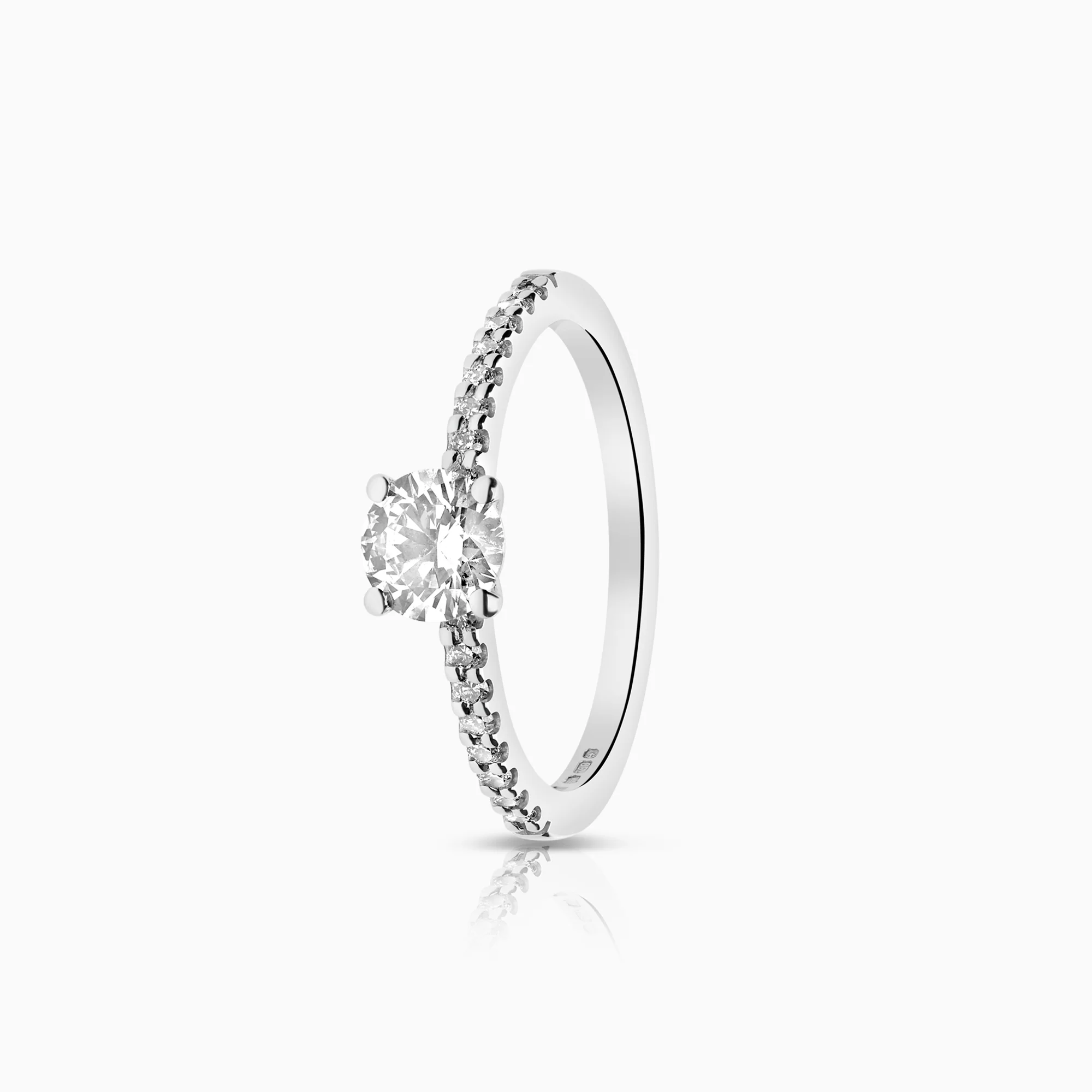 Side stone ring lab-grown diamonds 0.70ct 18K white gold
