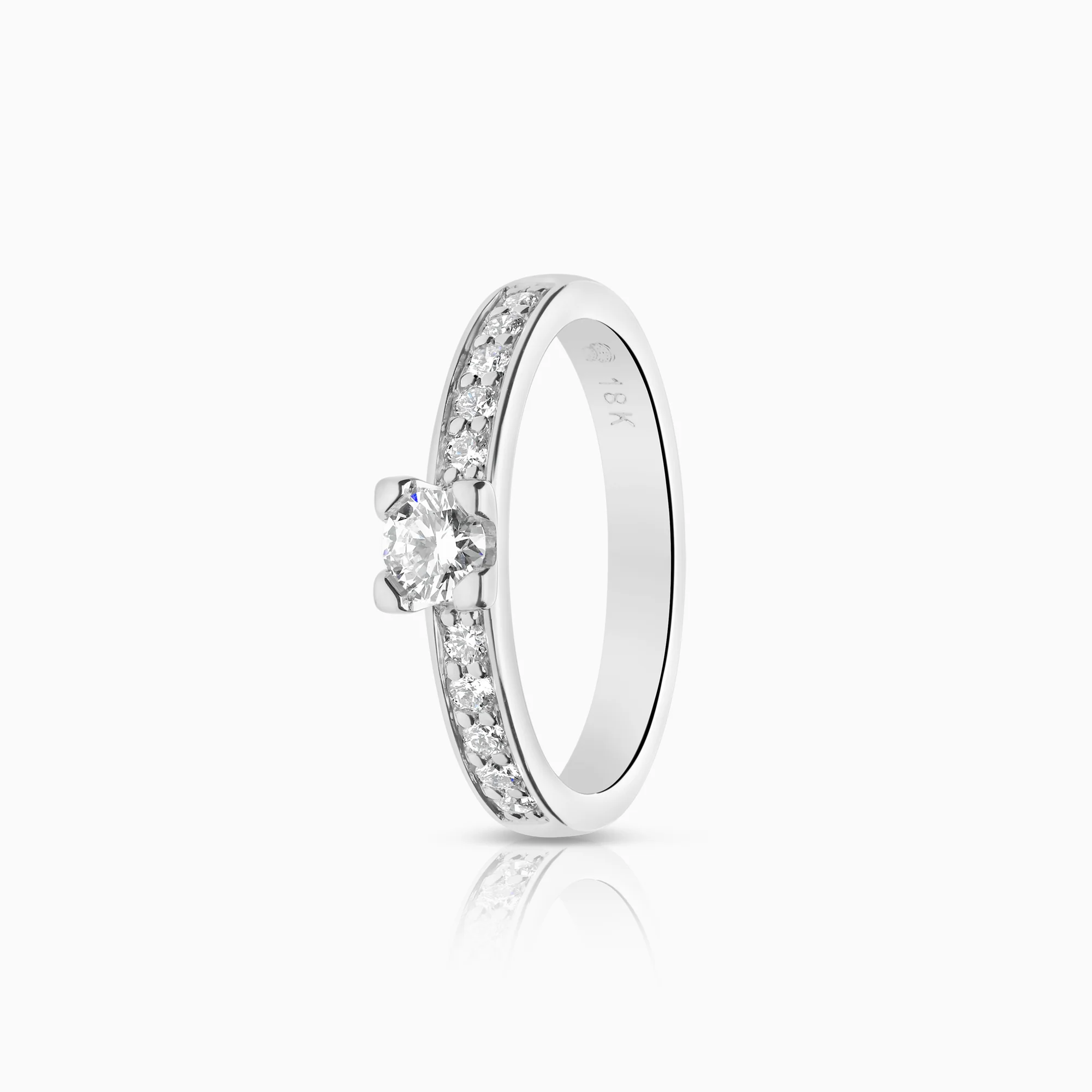 Side-stone ring Schalins 0.45ct 18K white gold