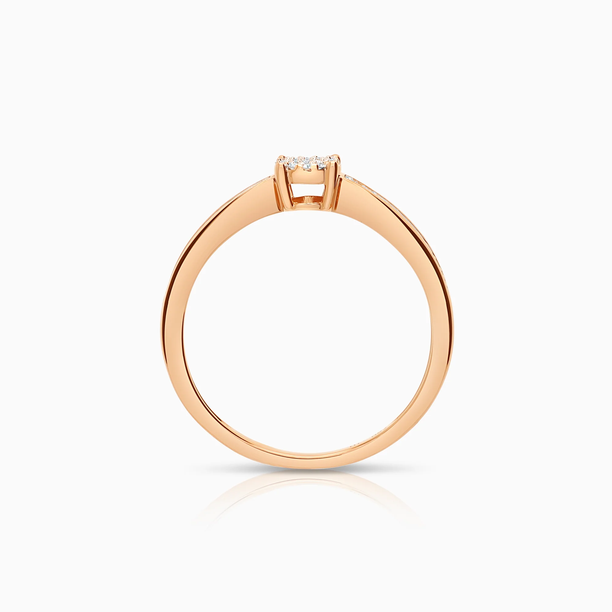Side-stone ring, 0.10ct, 18K rose gold - Image 2