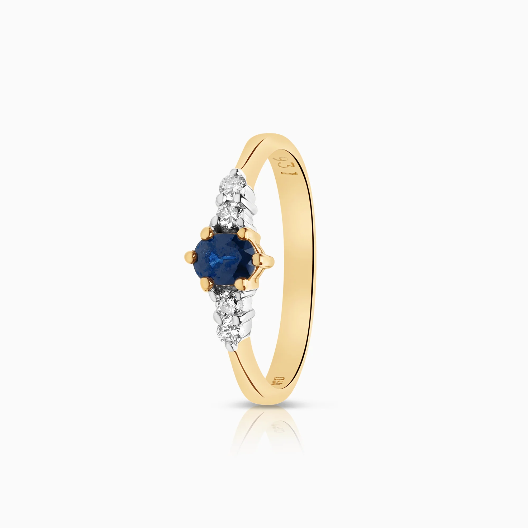 Side stone ring 0.12ct 18K gold